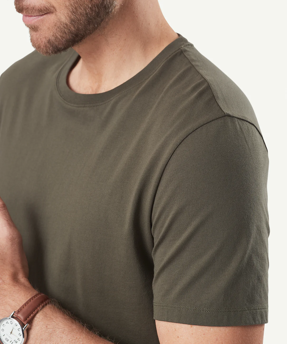 Basic Crew T-shirt - Dark Olive - Image 4