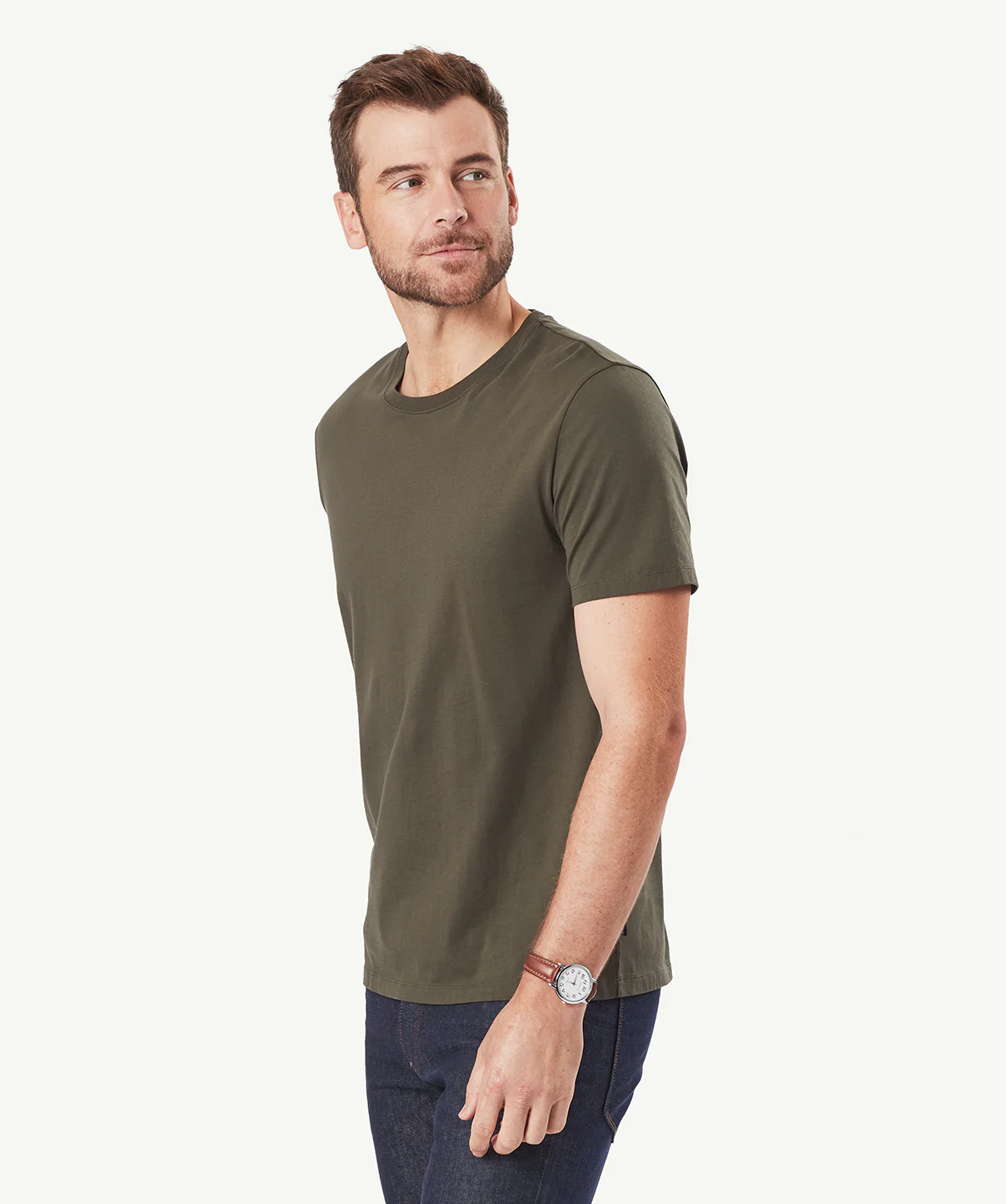 Basic Crew T-shirt - Dark Olive - Image 5