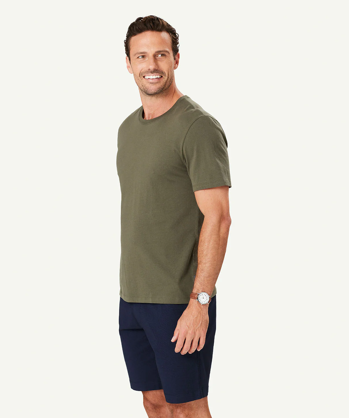 Basic Crew T-shirt - Khaki - Image 4