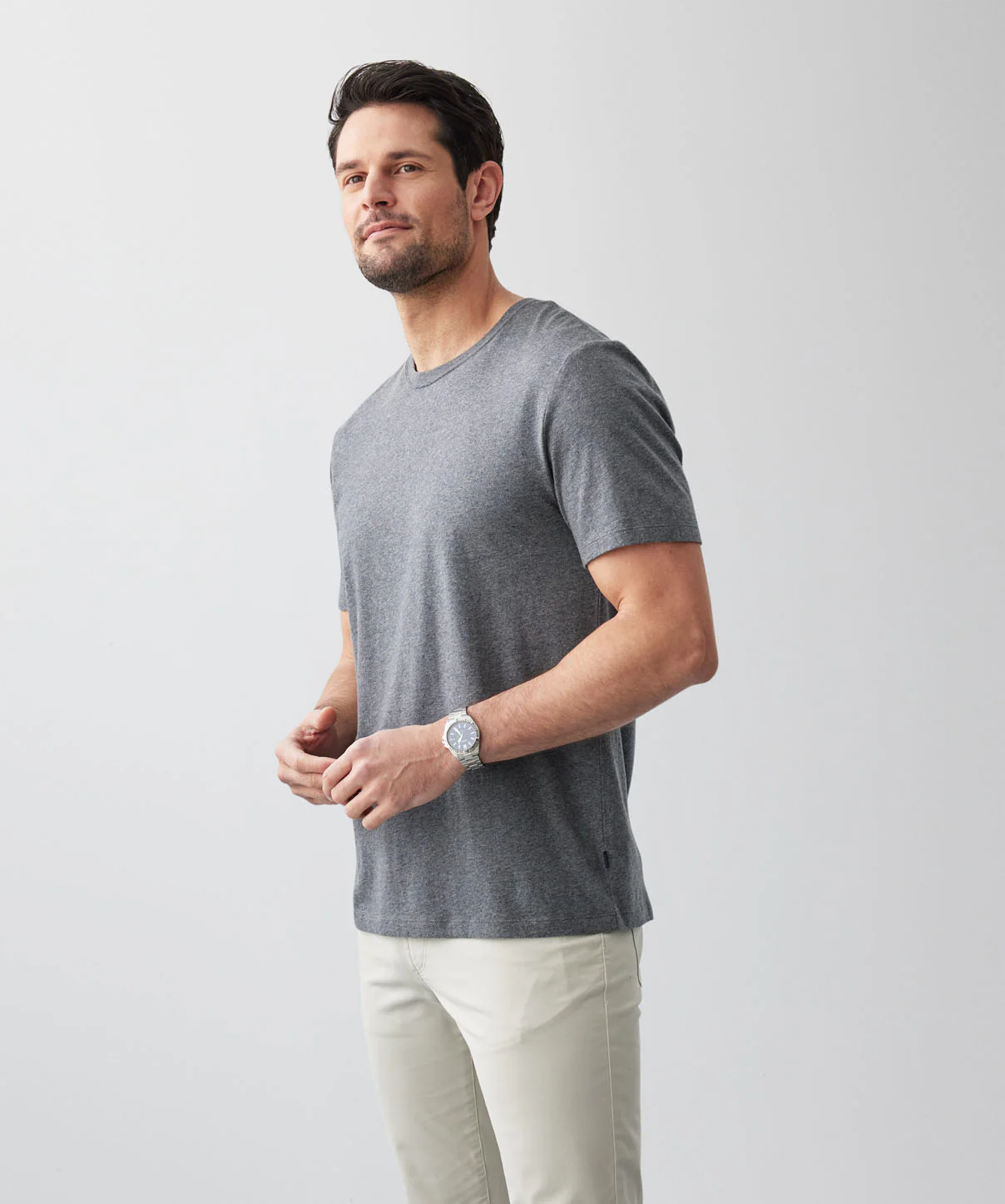 Basic Crew T-shirt - Mid Grey - Image 6