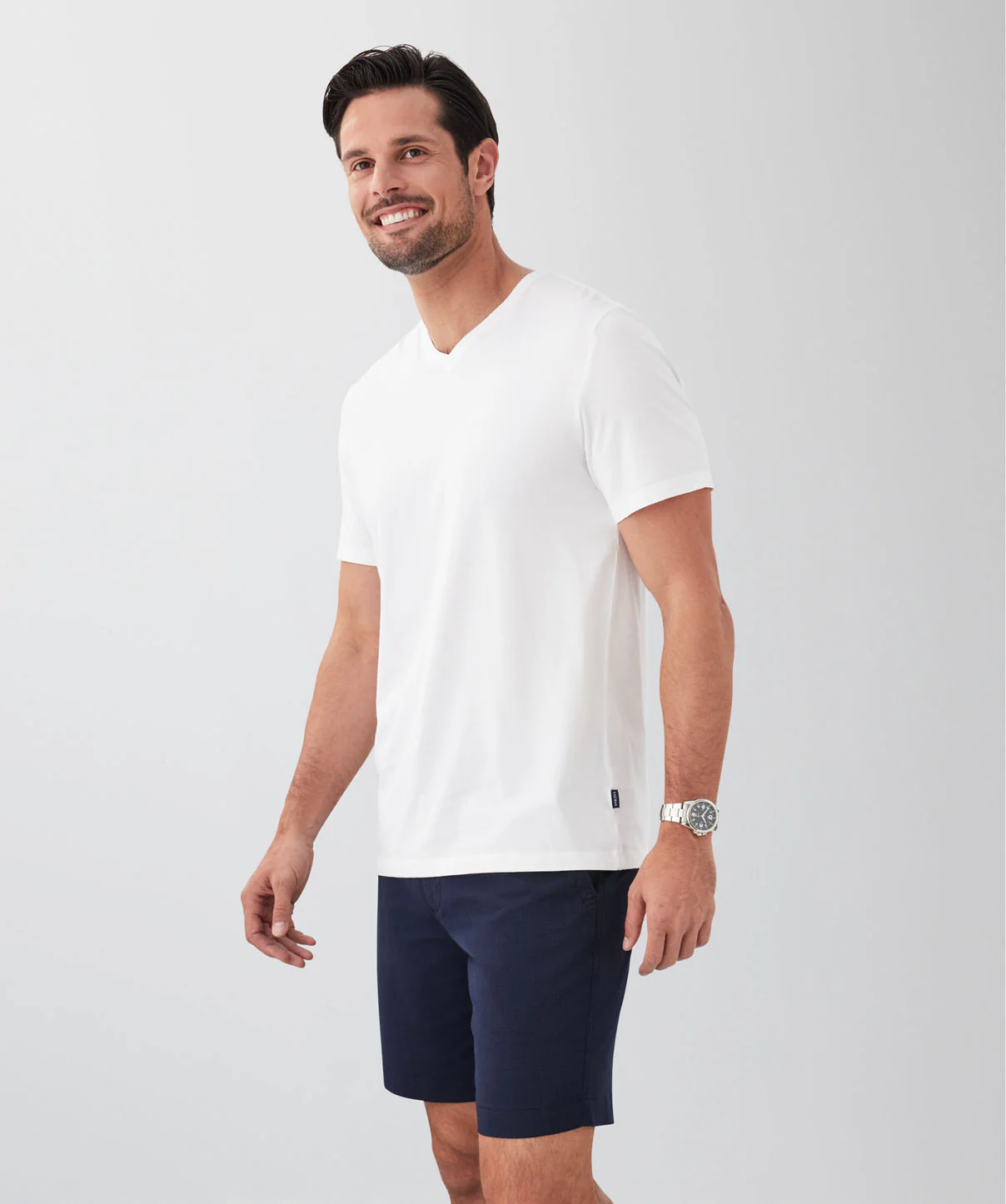 Basic V-Neck T-shirt - White - Image 6