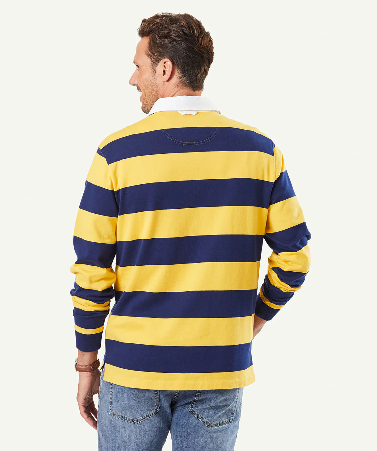 Block Stripe Rugby Jumper - Navy/Yellow - Image 3