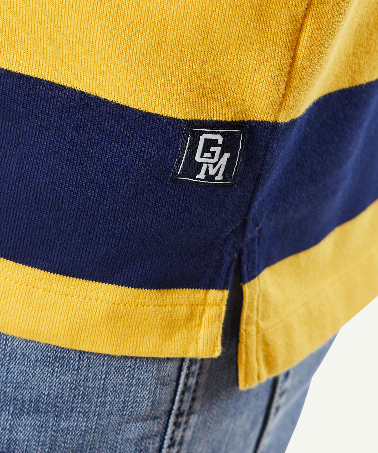 Block Stripe Rugby Jumper - Navy/Yellow - Image 7