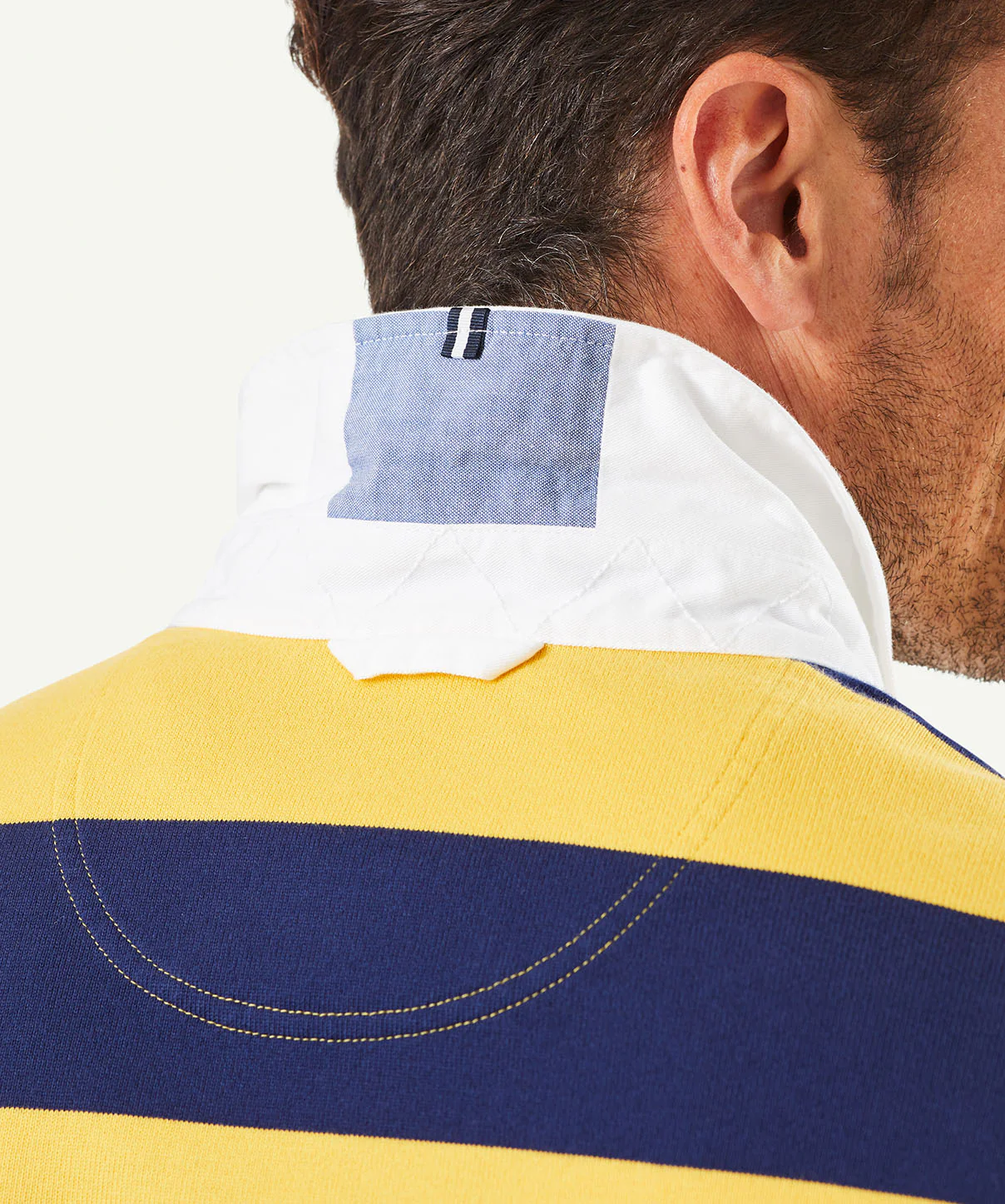 Block Stripe Rugby Jumper - Navy/Yellow - Image 8