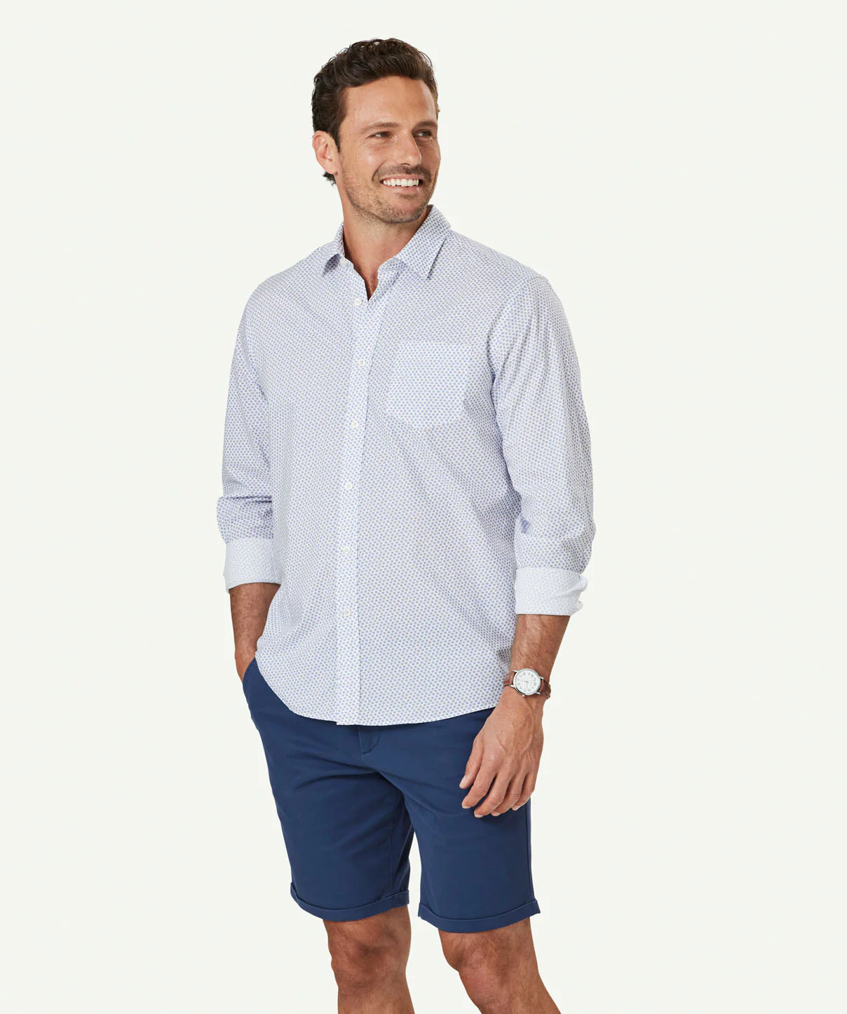Casual Floral Print Long Sleeve Shirt - Blue - Image 5