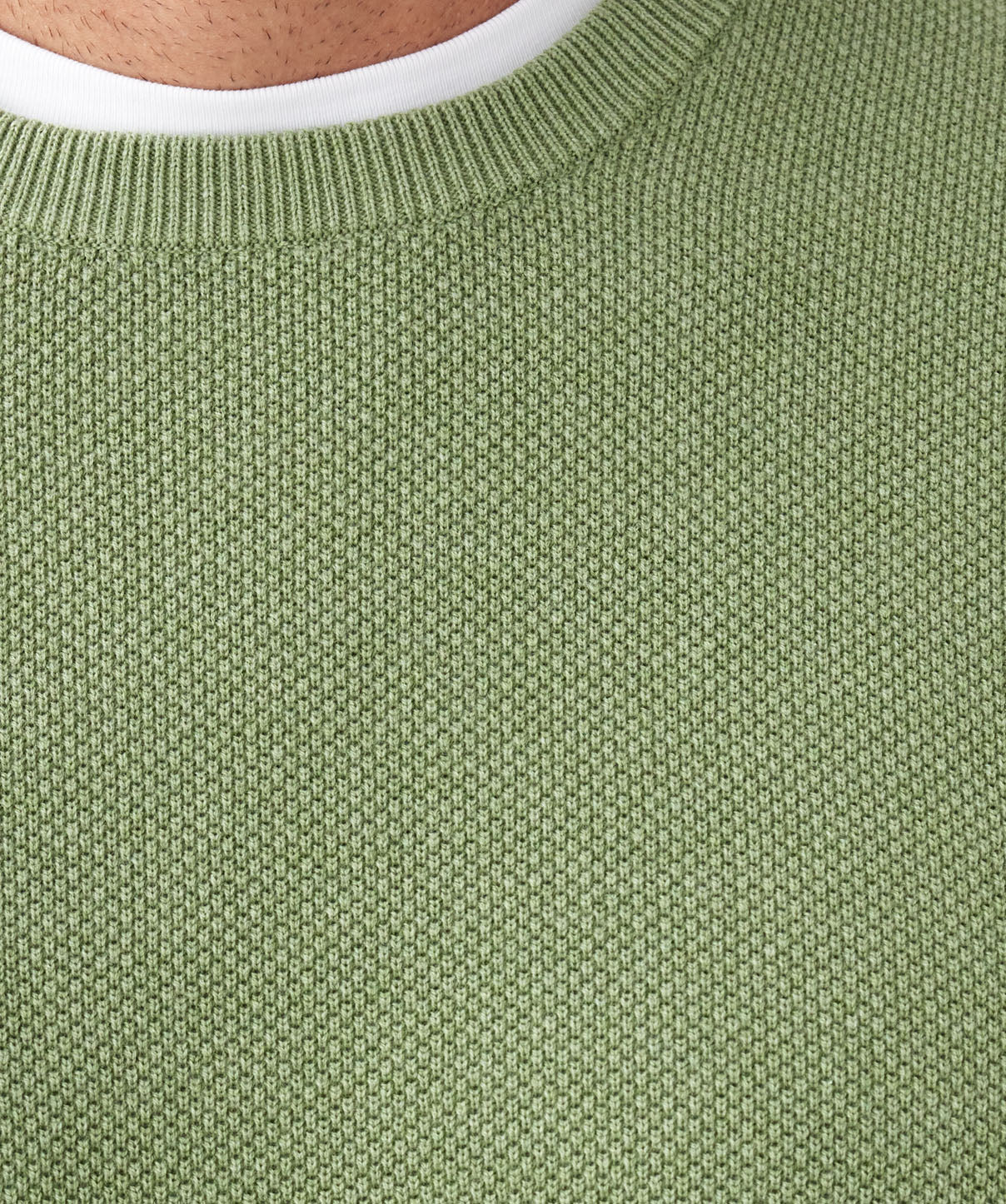Cotton Textured Crew Knit - Light Green - Image 6