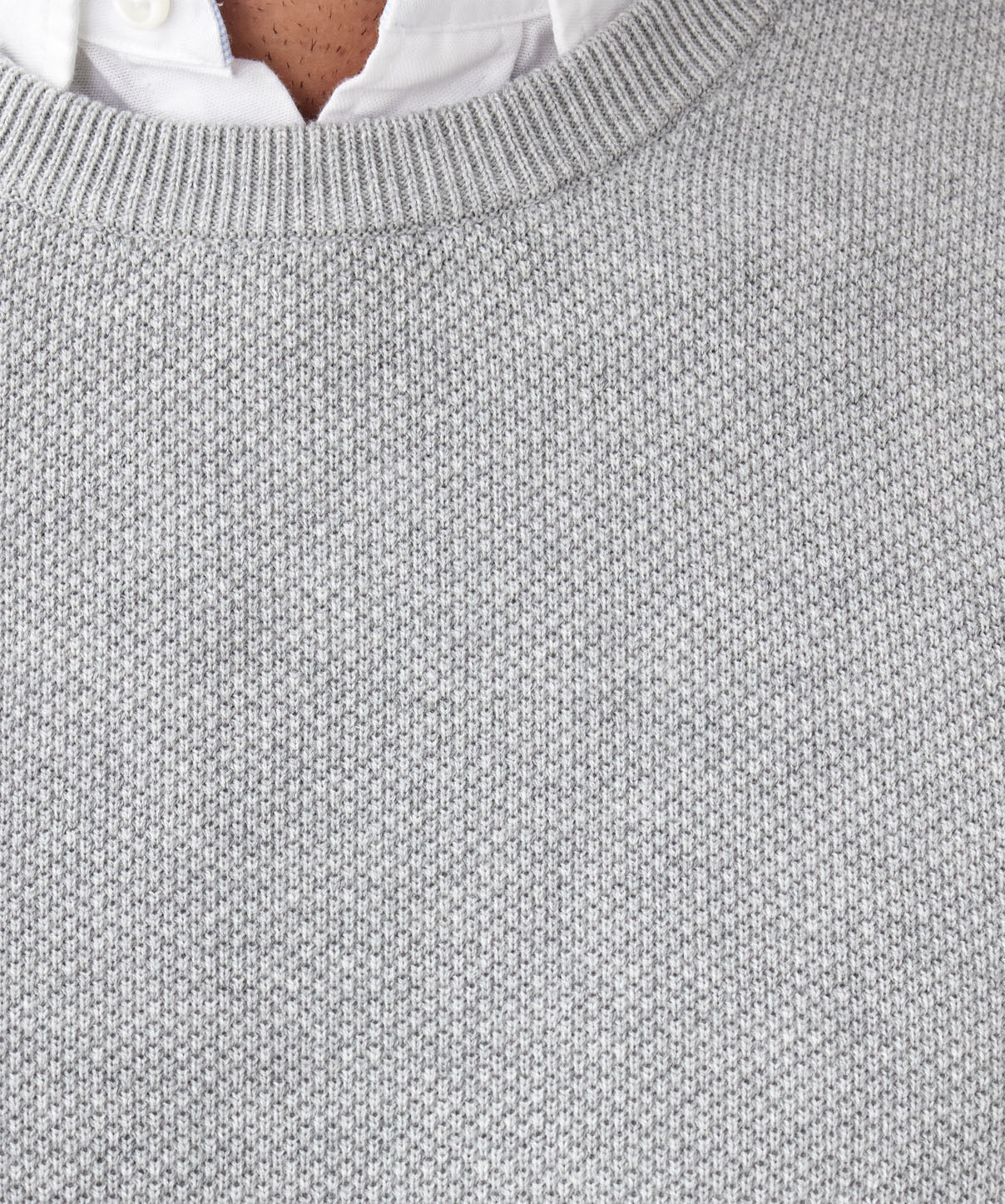 Cotton Textured Crew Knit - Light Grey - Image 6