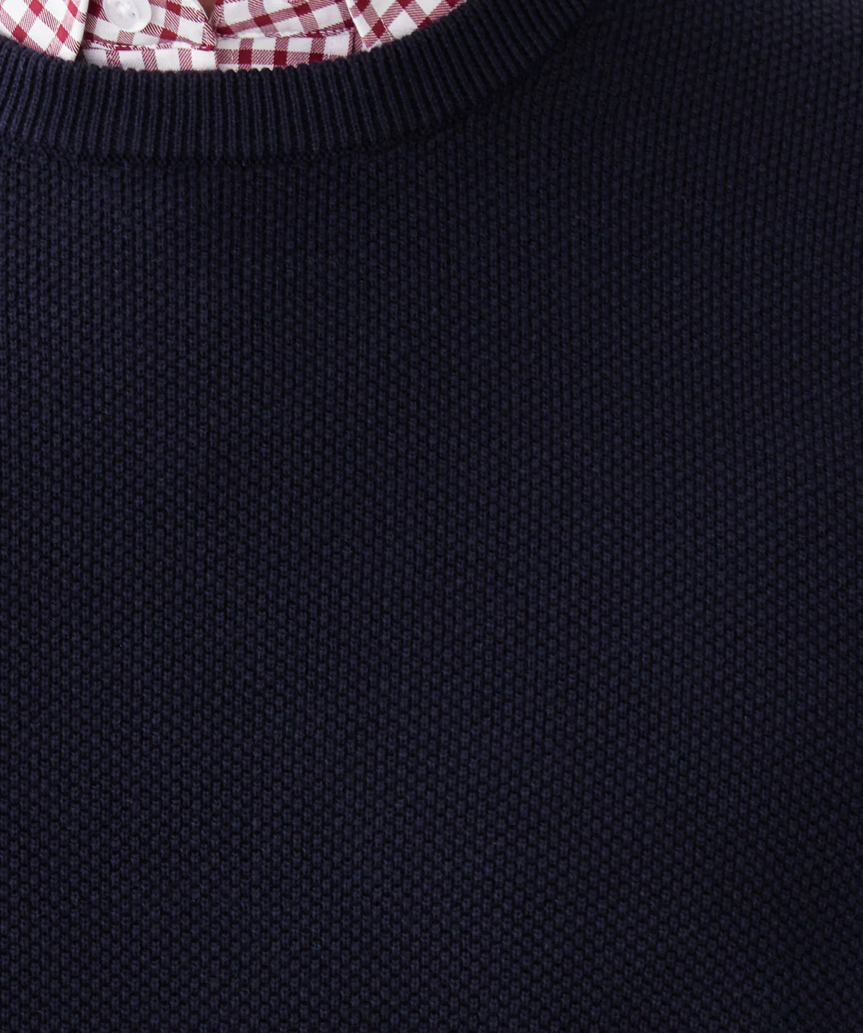 Cotton Textured Crew Knit - Navy - Image 6