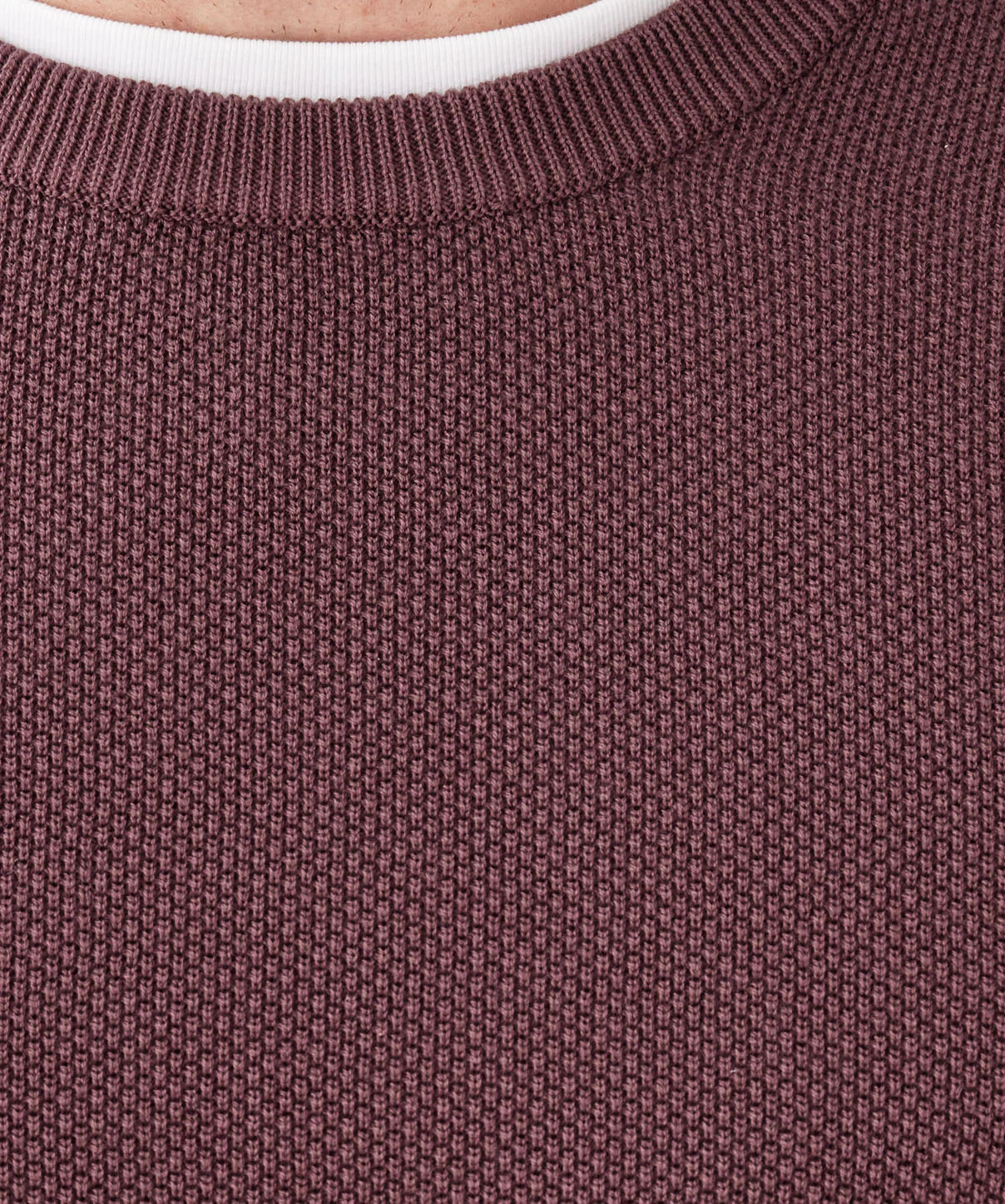 Cotton Textured Crew Knit - Plum - Image 6