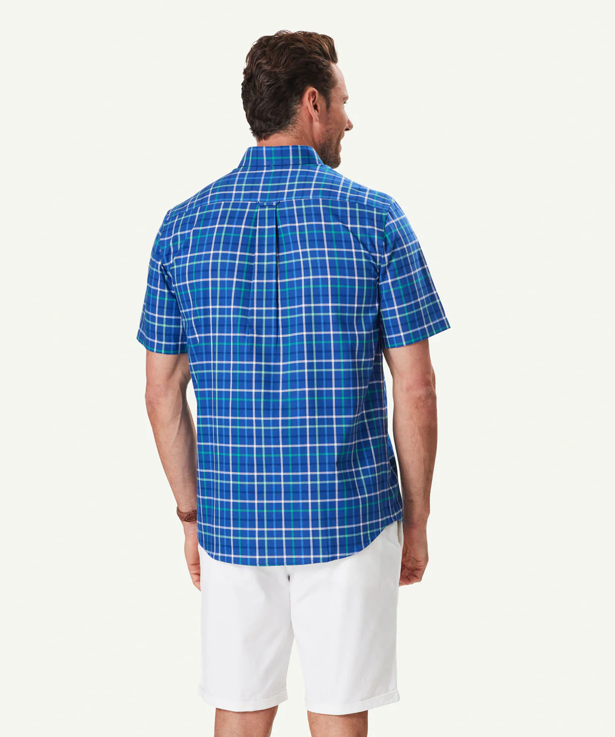 Easy Care Oxford Check Short Sleeve Shirt - Navy - Image 3