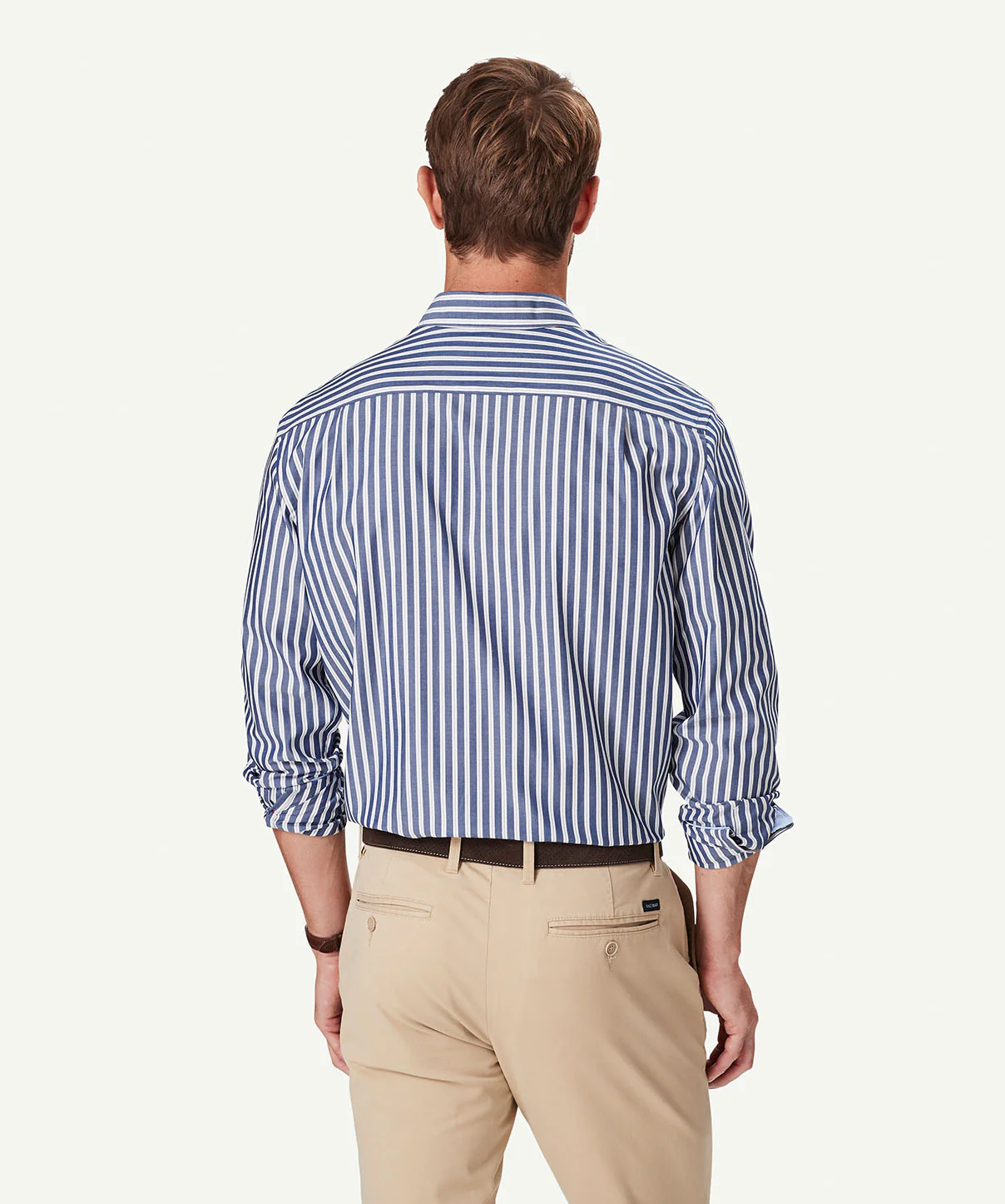 Easy Care Stripe Long Sleeve Shirt - Navy - Image 3