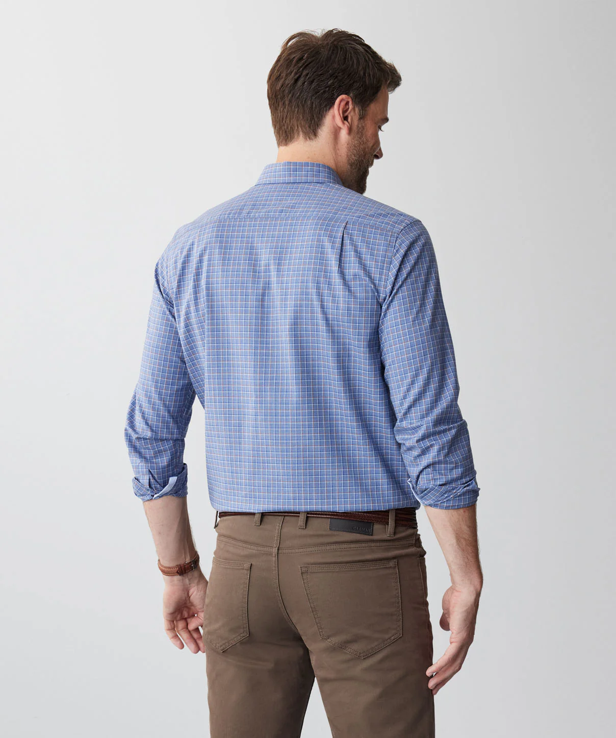 Easy Care Twill Check Long Sleeve Shirt - Blue Melange - Image 3