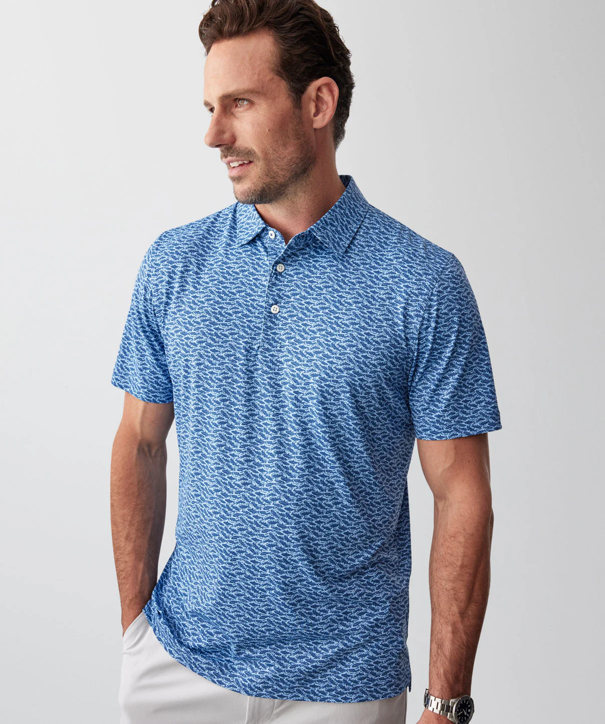 GAZFLEX Fish Print Polo - Blue - Image 4