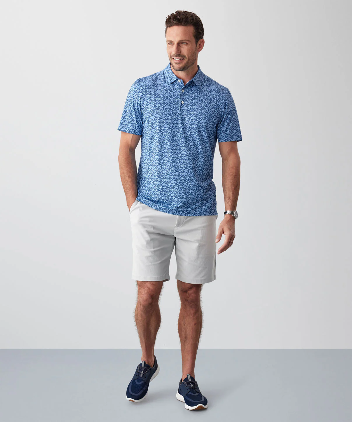 GAZFLEX Fish Print Polo - Blue - Image 5