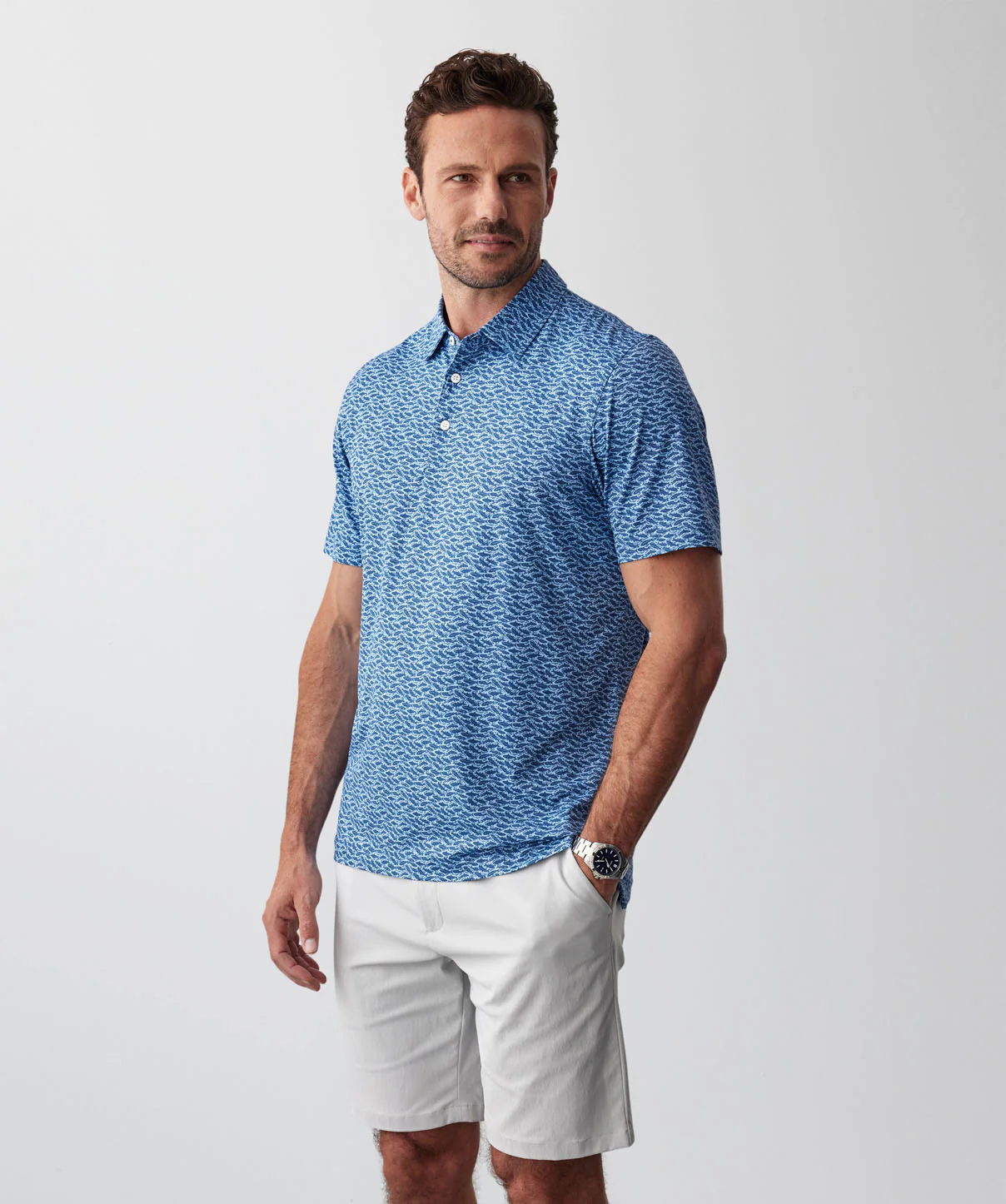 GAZFLEX Fish Print Polo - Blue - Image 6