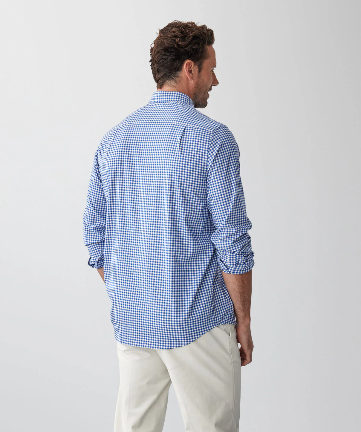 GAZFLEX Performance Gingham Long Sleeve Shirt - Navy - Image 3