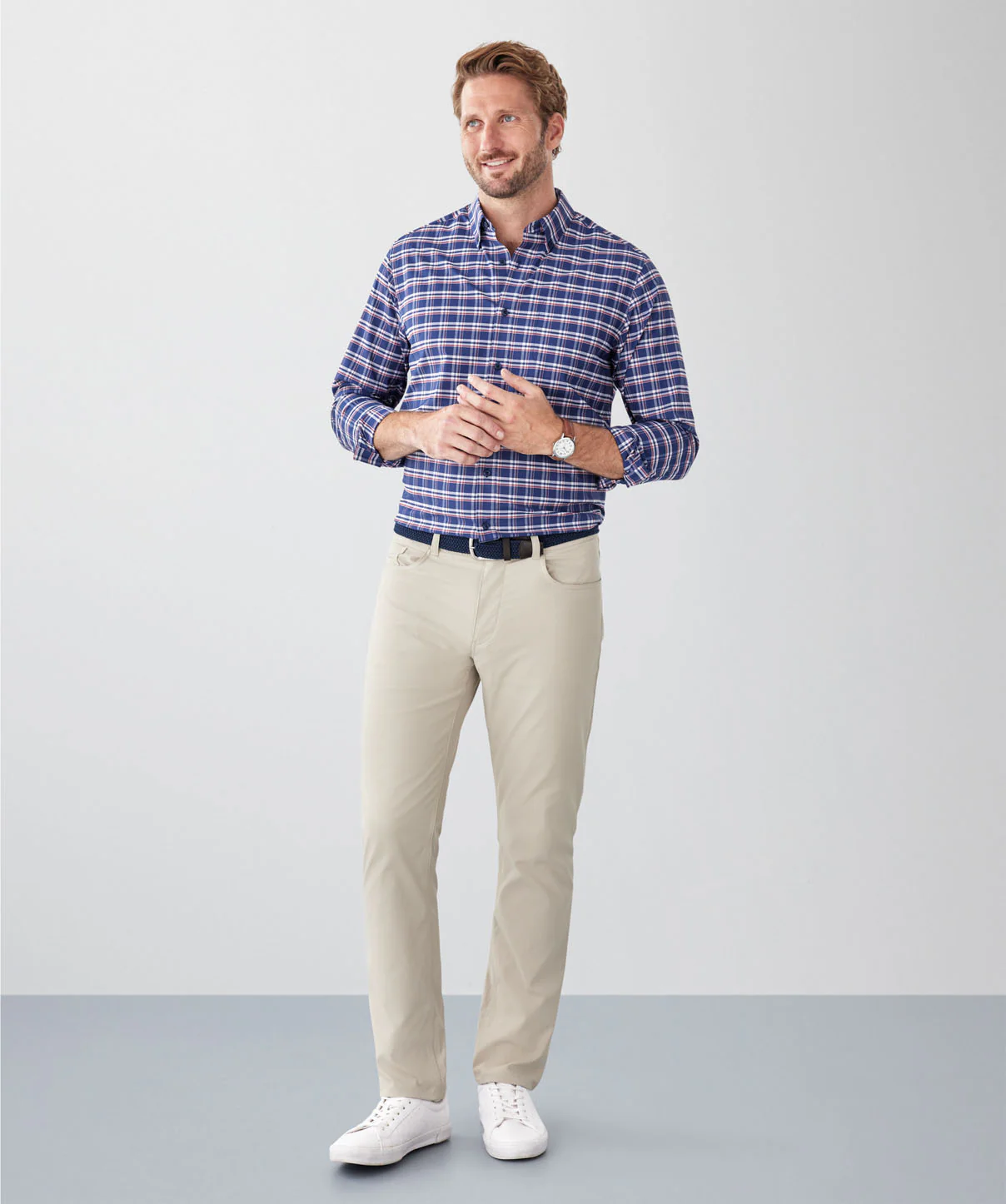 GAZFLEX Performance Multi Check Long Sleeve Shirt - Navy - Image 4