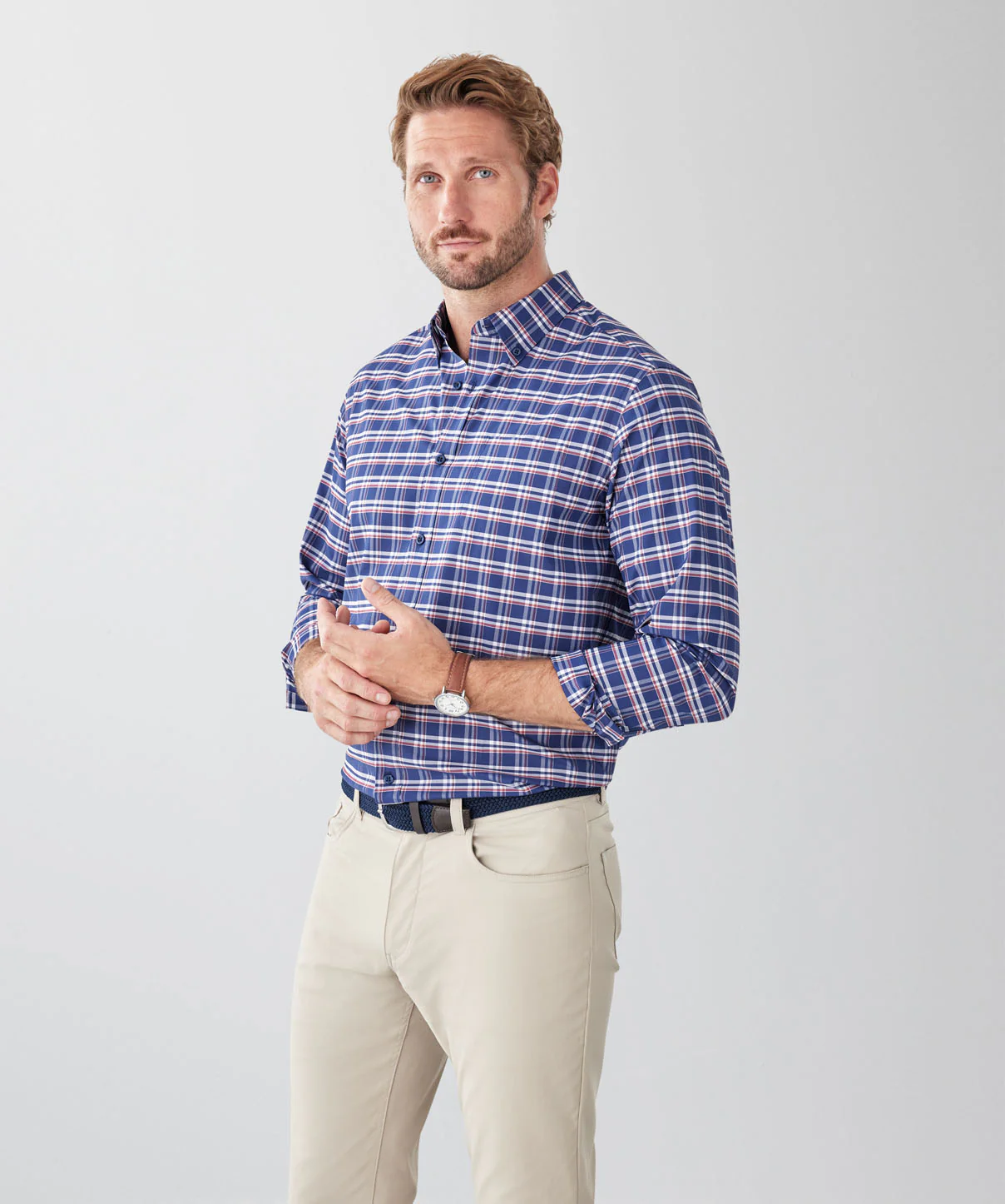 GAZFLEX Performance Multi Check Long Sleeve Shirt - Navy - Image 5