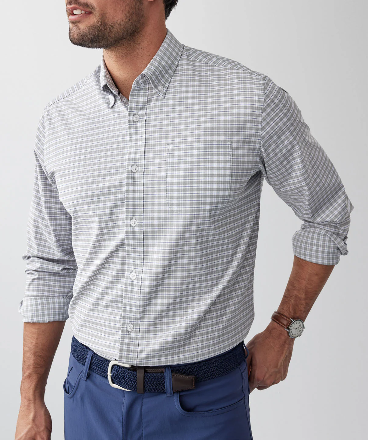 GAZFLEX Performance Twill Check Long Sleeve Shirt - Sage - Image 4