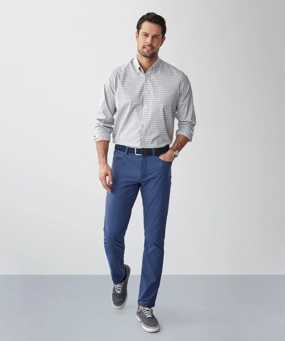 GAZFLEX Performance Twill Check Long Sleeve Shirt - Sage - Image 5