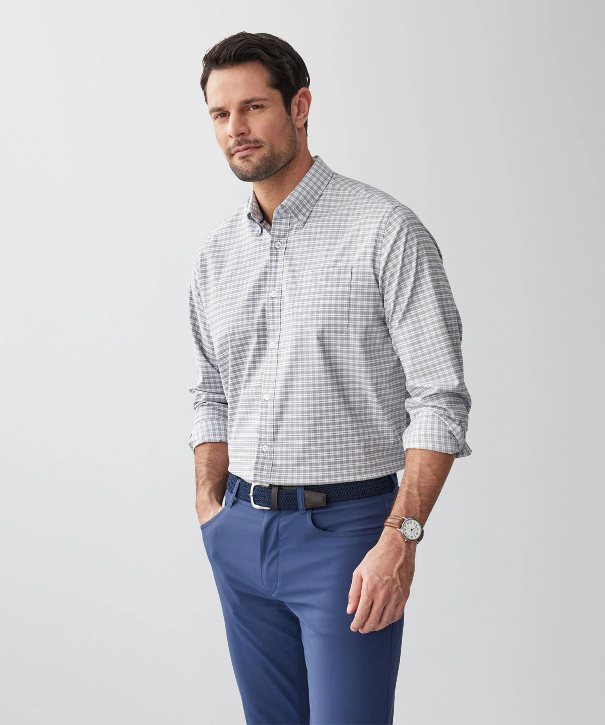 GAZFLEX Performance Twill Check Long Sleeve Shirt - Sage - Image 6