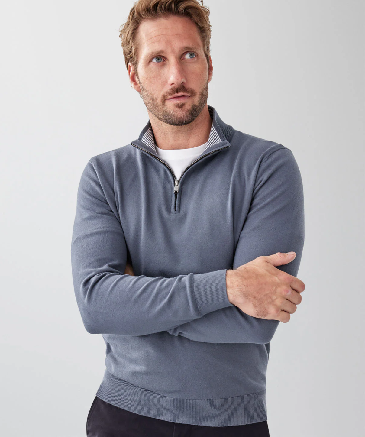 High Flex Half Zip Knit - Mid Grey - Image 3