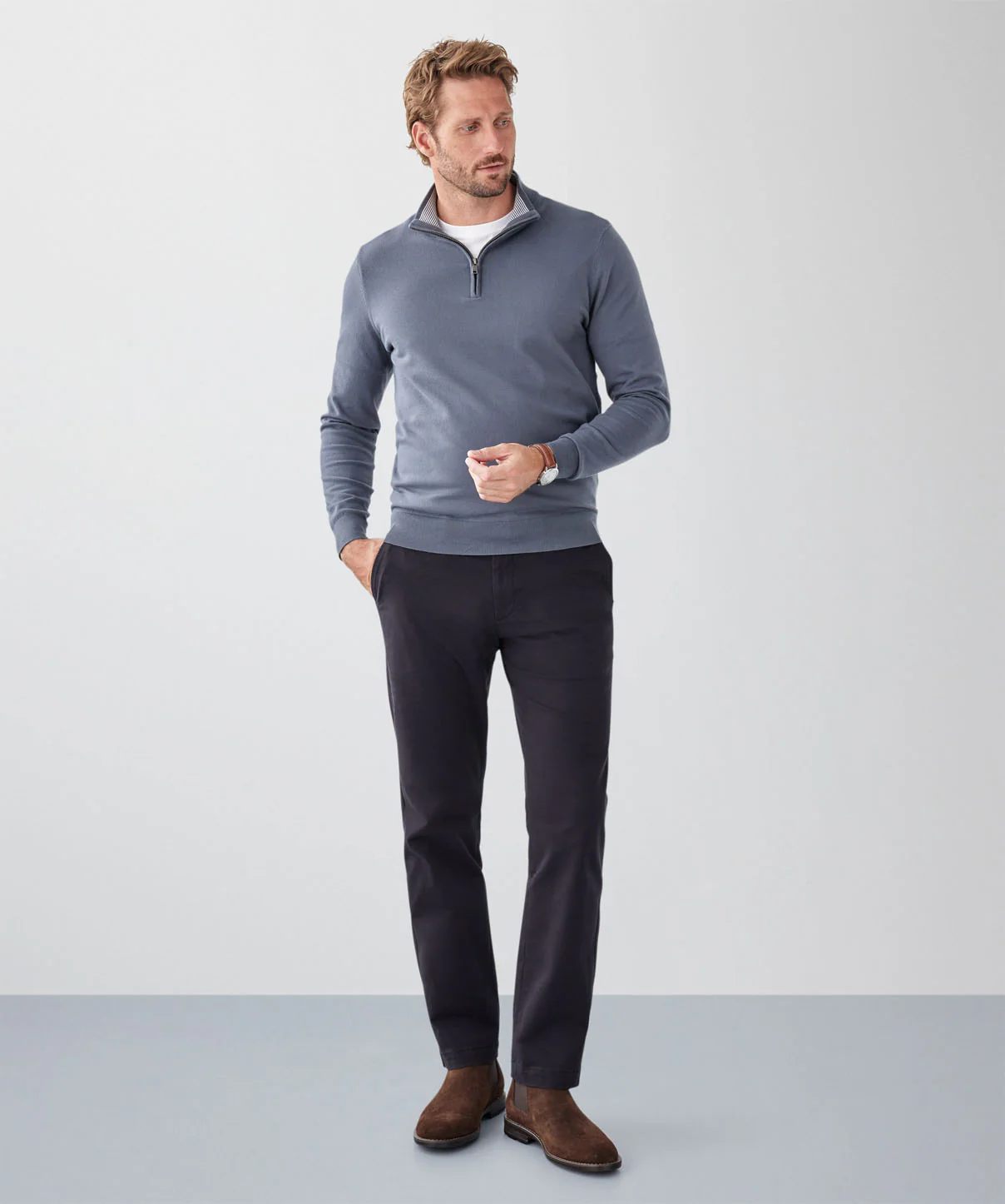 High Flex Half Zip Knit - Mid Grey - Image 4