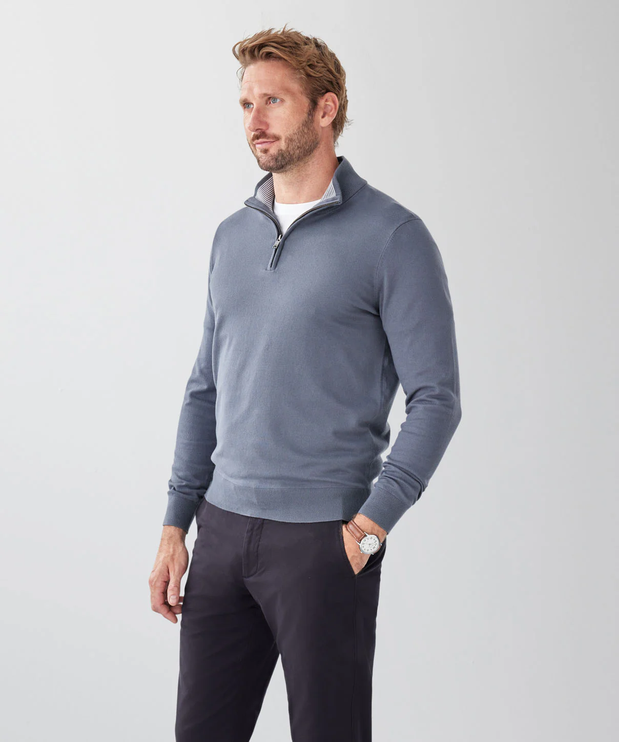 High Flex Half Zip Knit - Mid Grey - Image 5