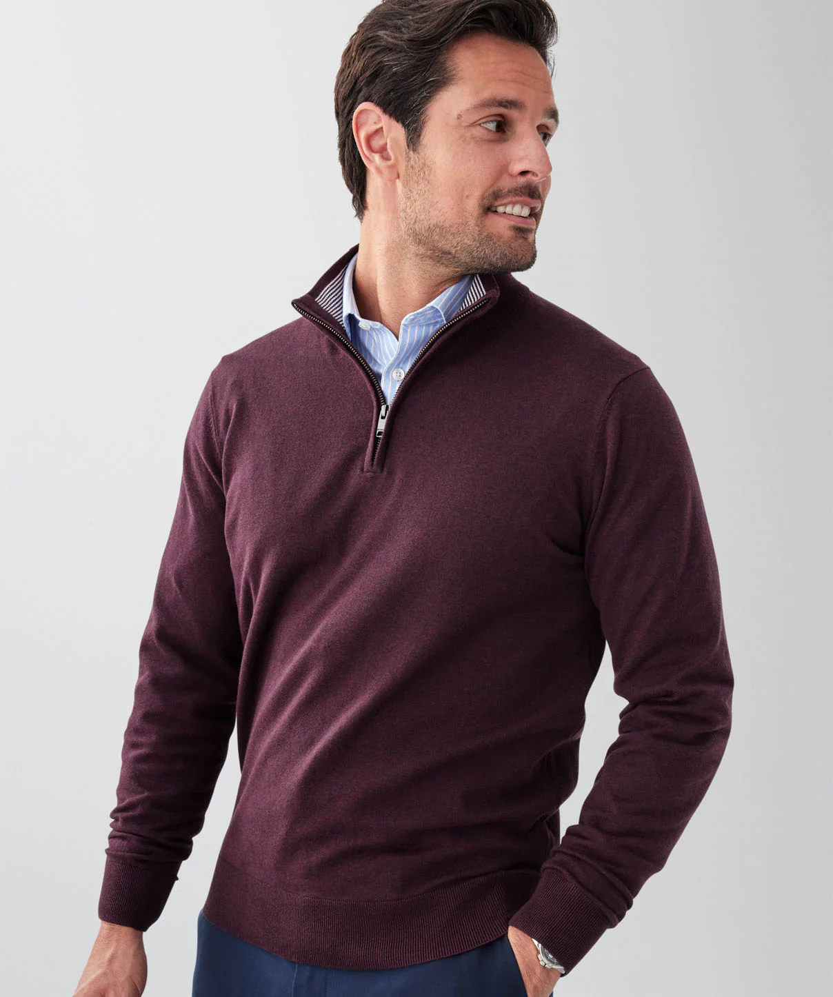 High Flex Half Zip Knit - Plum - Image 3