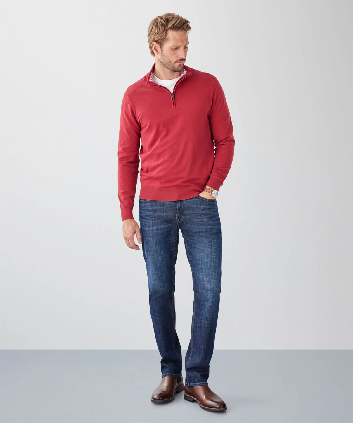 High Flex Half Zip Knit - Red - Image 4