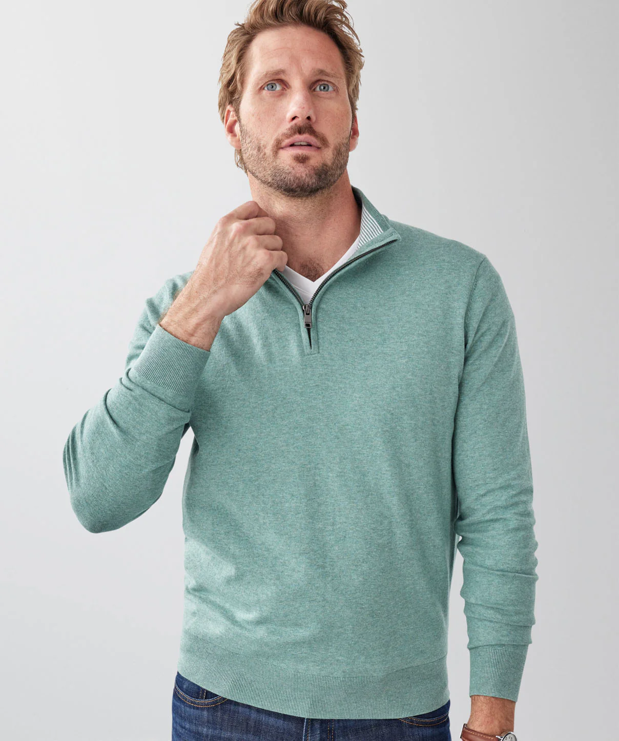 High Flex Half Zip Knit - Sage - Image 3