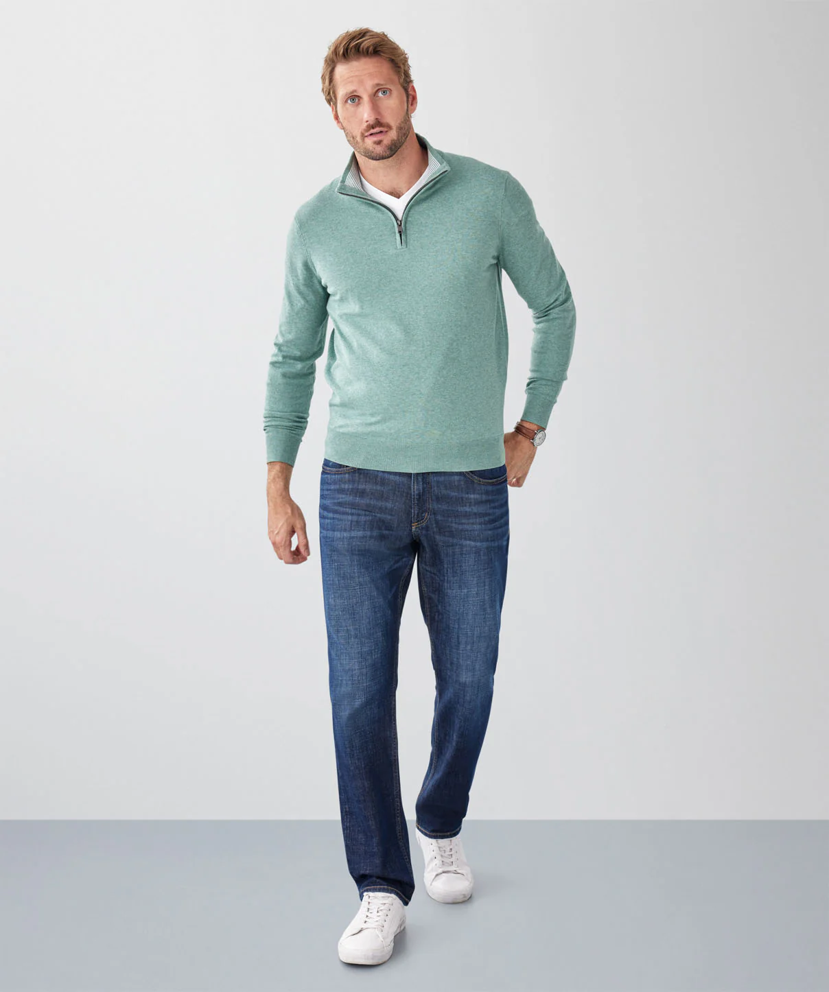 High Flex Half Zip Knit - Sage - Image 4
