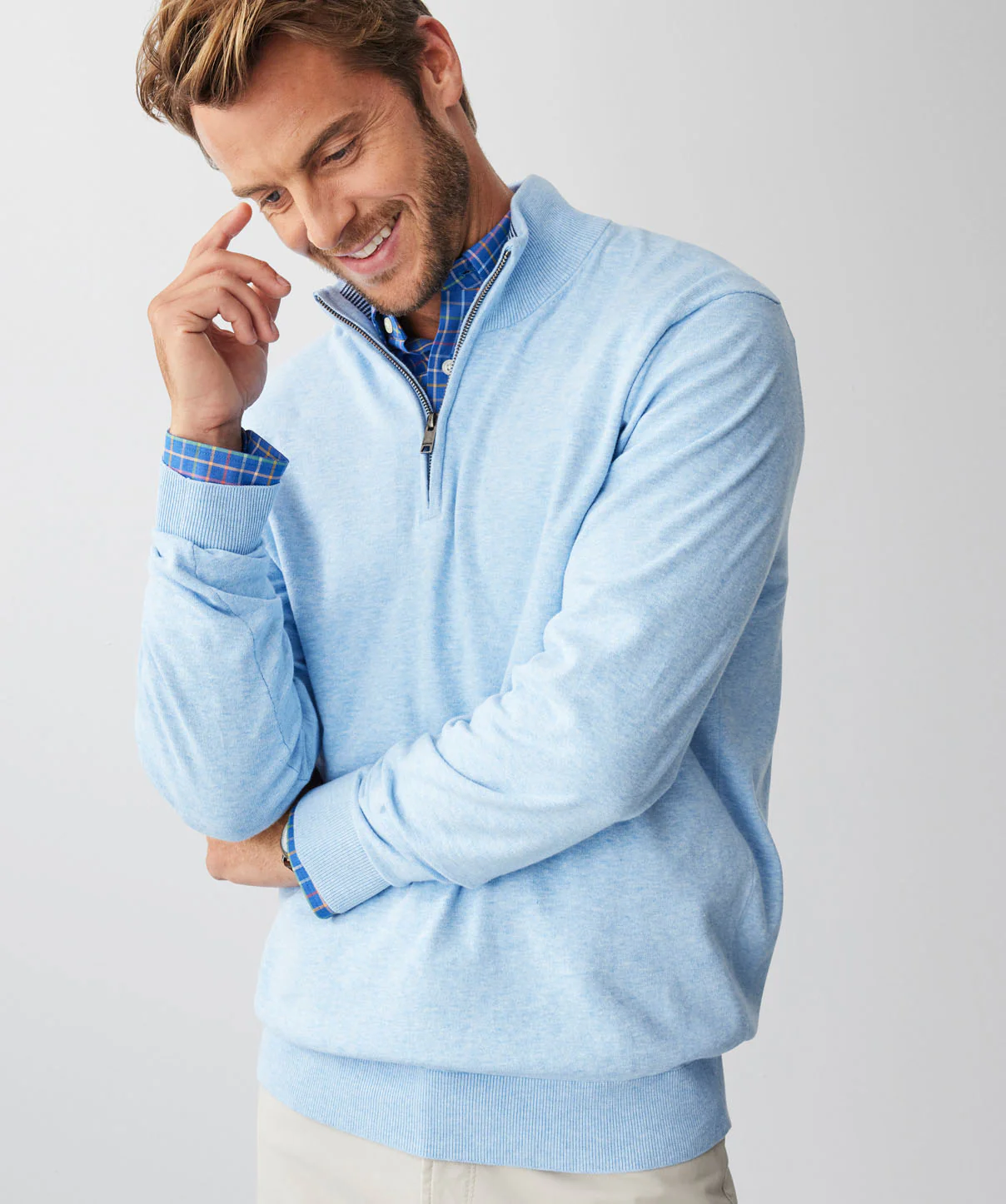 High Flex Half Zip Knit - Sky Blue - Image 4