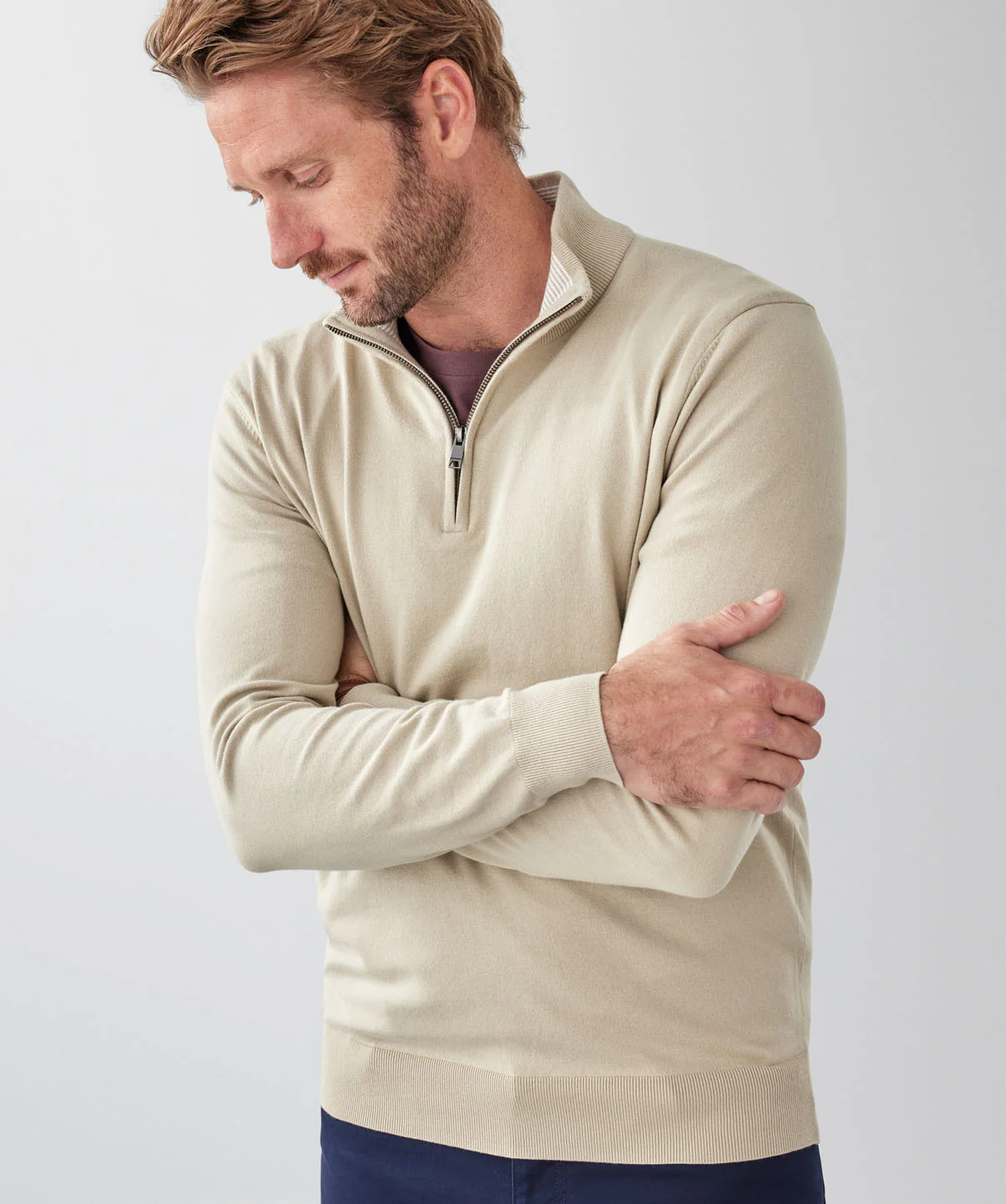 High Flex Half Zip Knit - Stone - Image 3