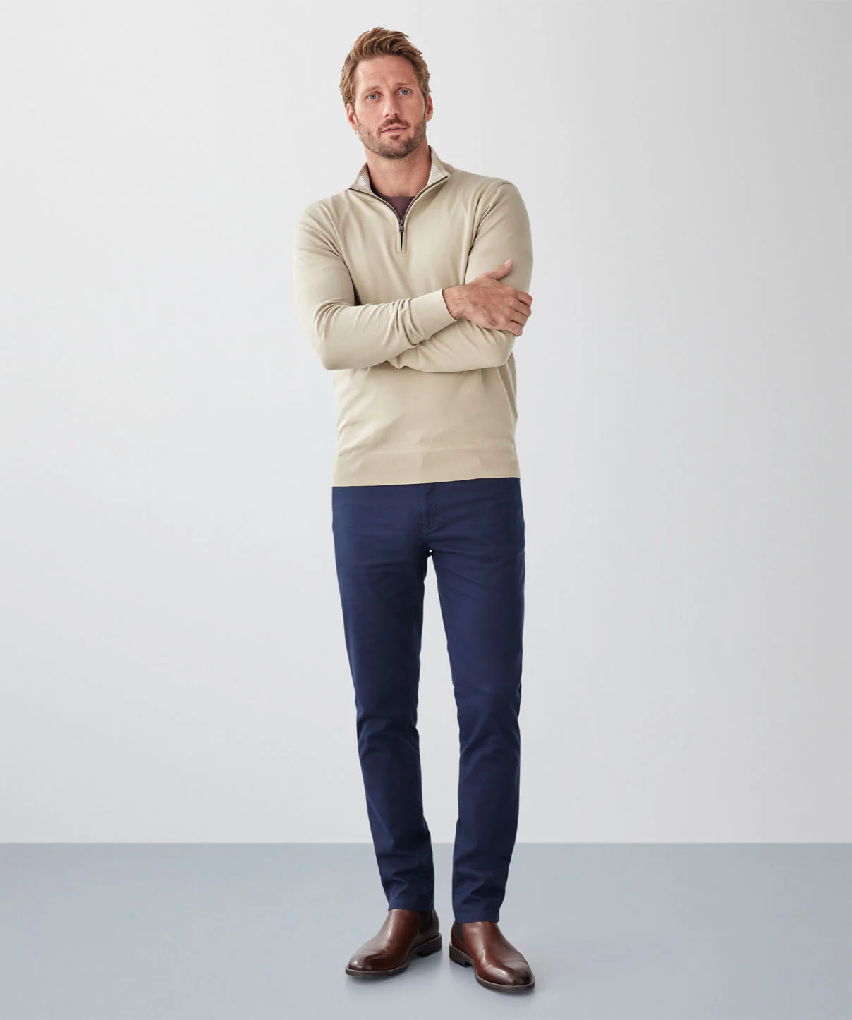 High Flex Half Zip Knit - Stone - Image 4