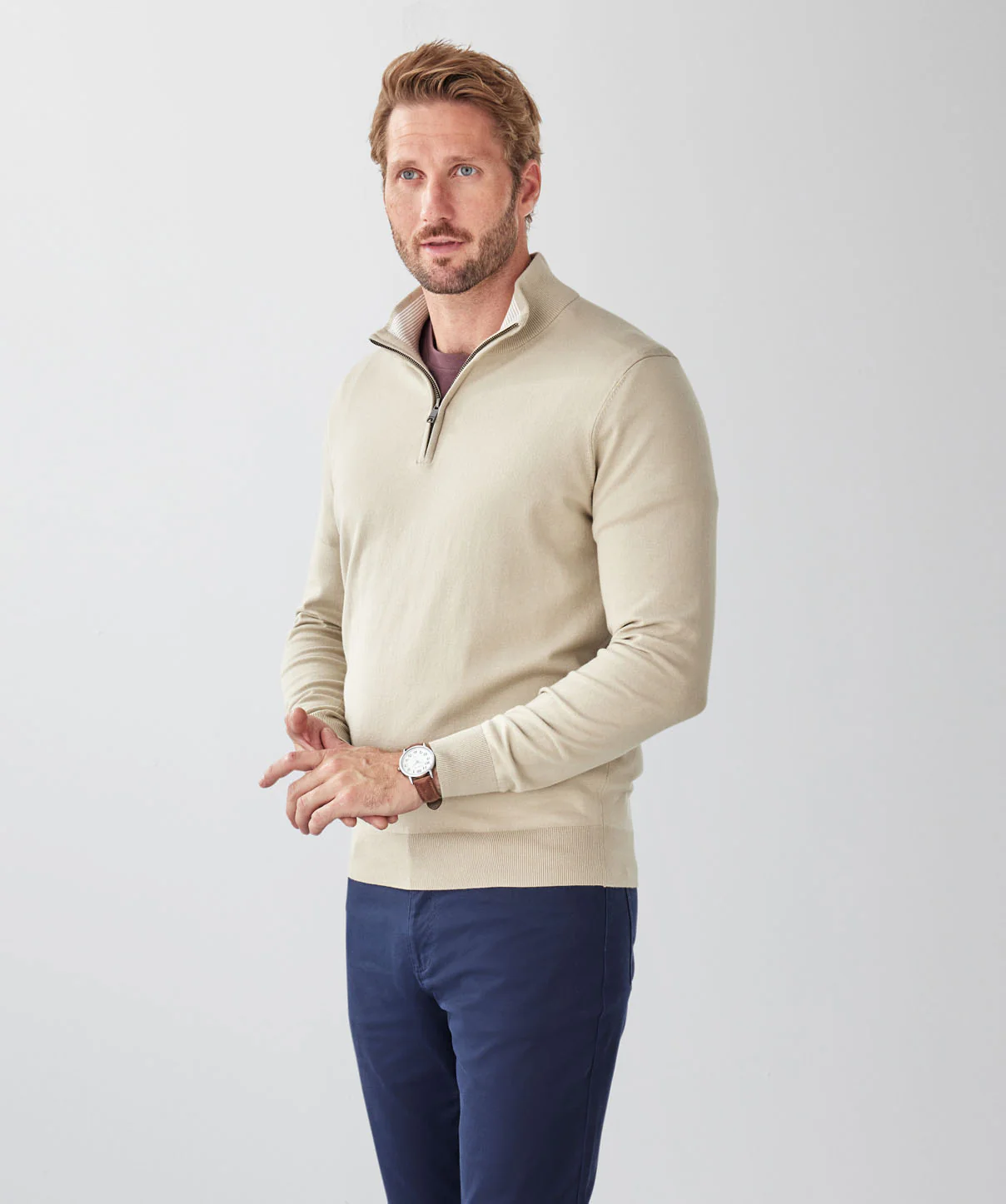 High Flex Half Zip Knit - Stone - Image 5