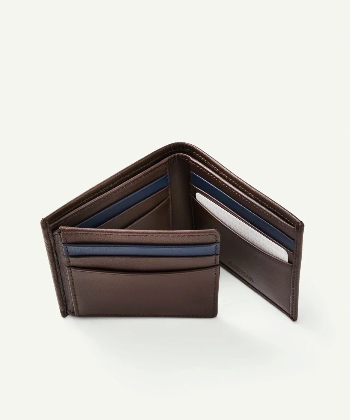 Leather Tri Fold Wallet - Brown - Image 3