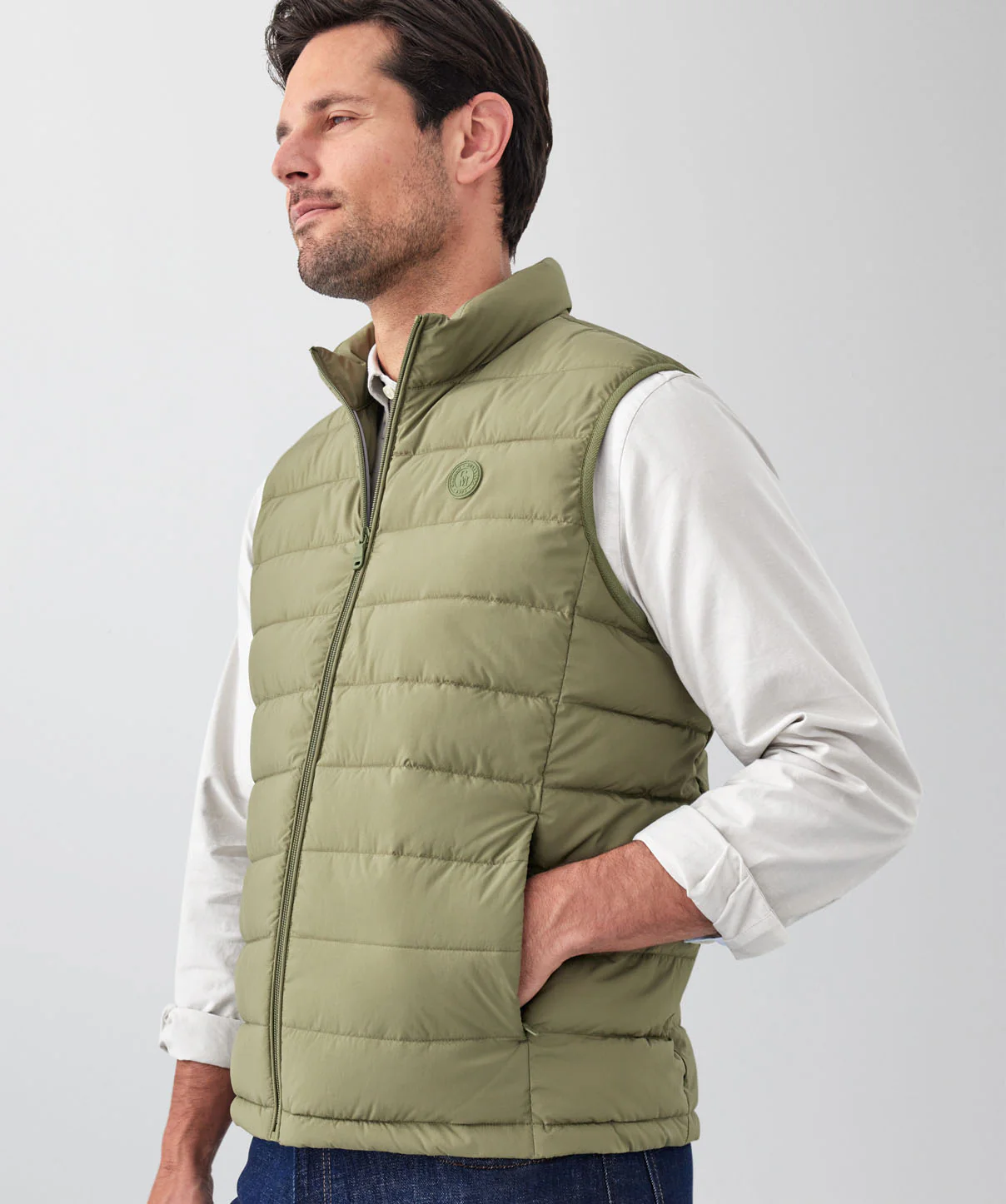 Lightweight Puffer Vest - Khaki - Image 3