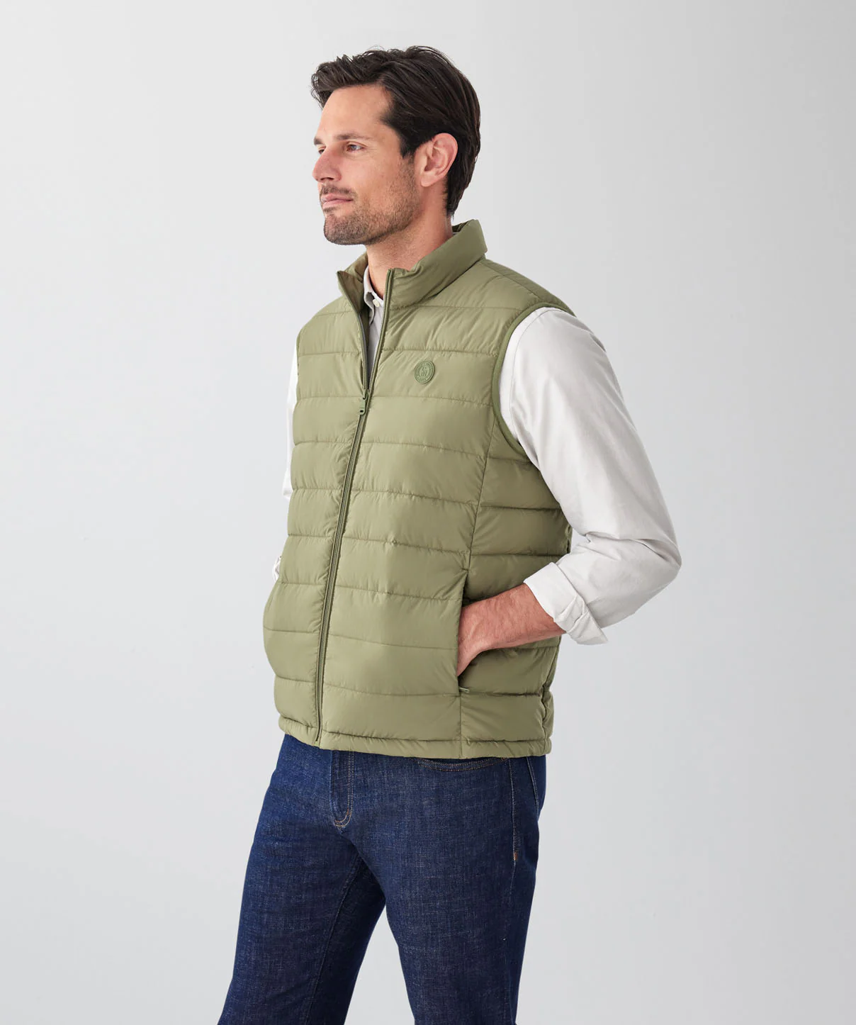 Lightweight Puffer Vest - Khaki - Image 5