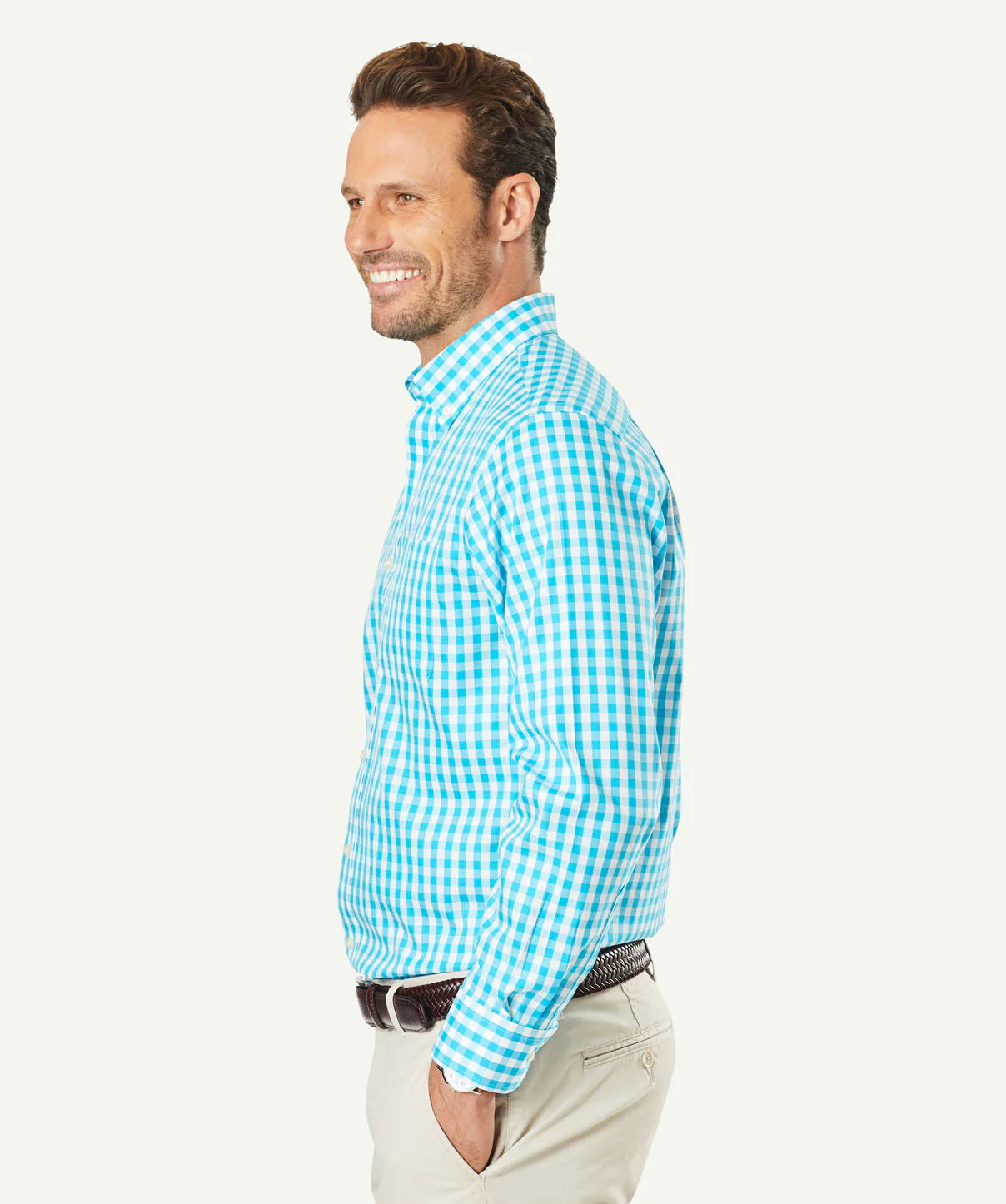 Non-Iron Oxford Check Long Sleeve Shirt - Cayman Blue - Image 5