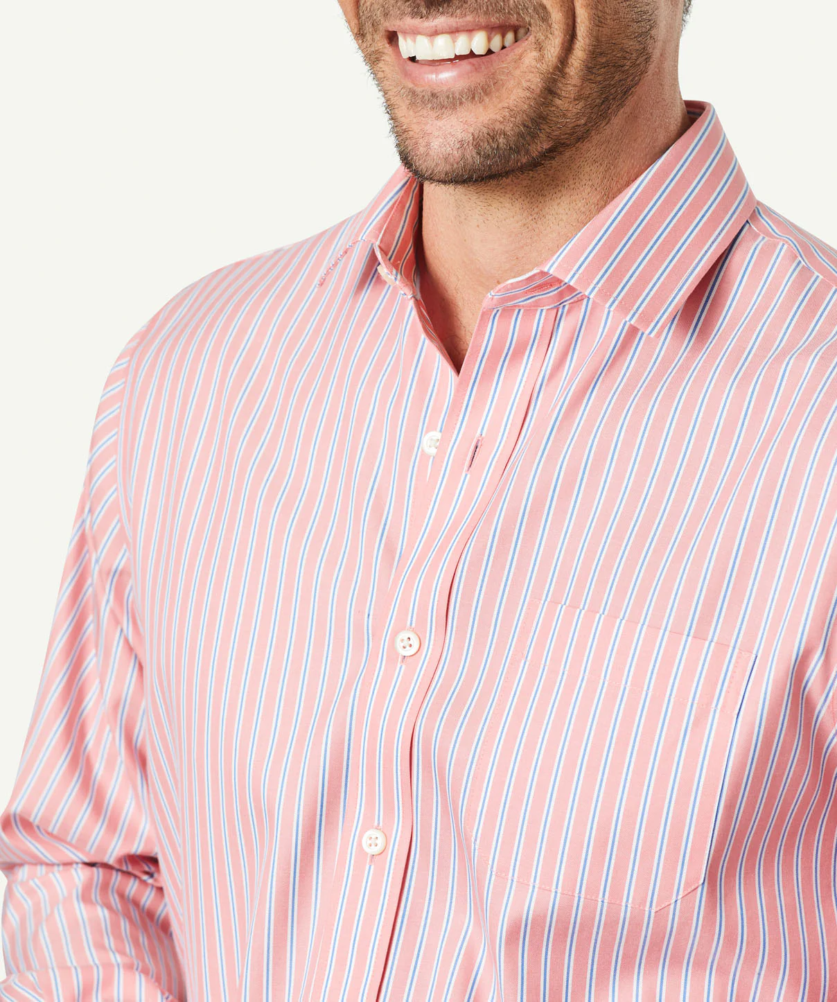 Non-Iron Oxford Stripe - Flamingo - Image 4