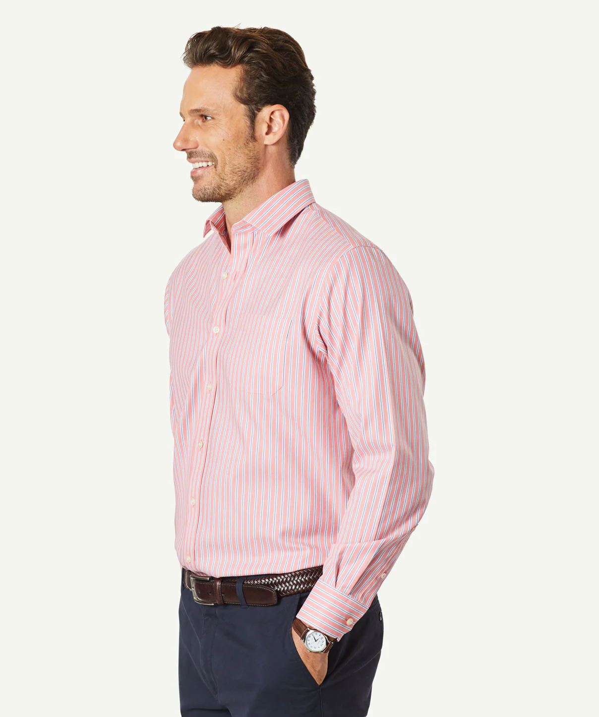 Non-Iron Oxford Stripe - Flamingo - Image 5