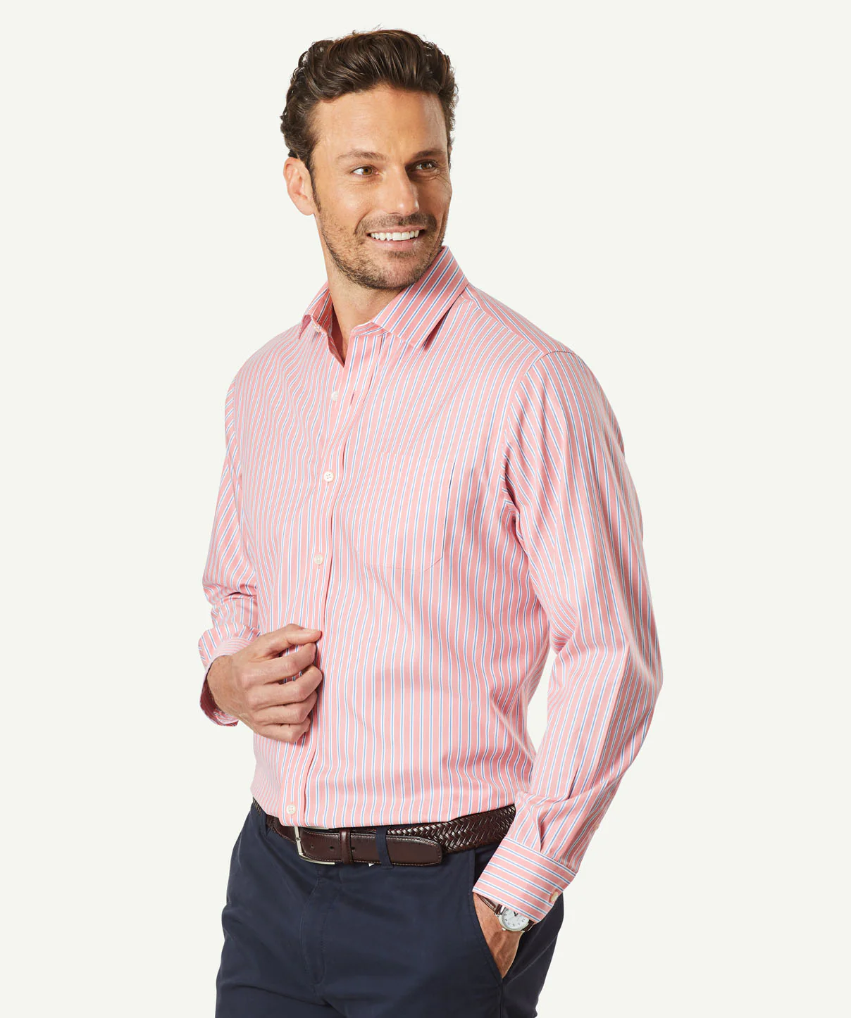 Non-Iron Oxford Stripe - Flamingo - Image 6