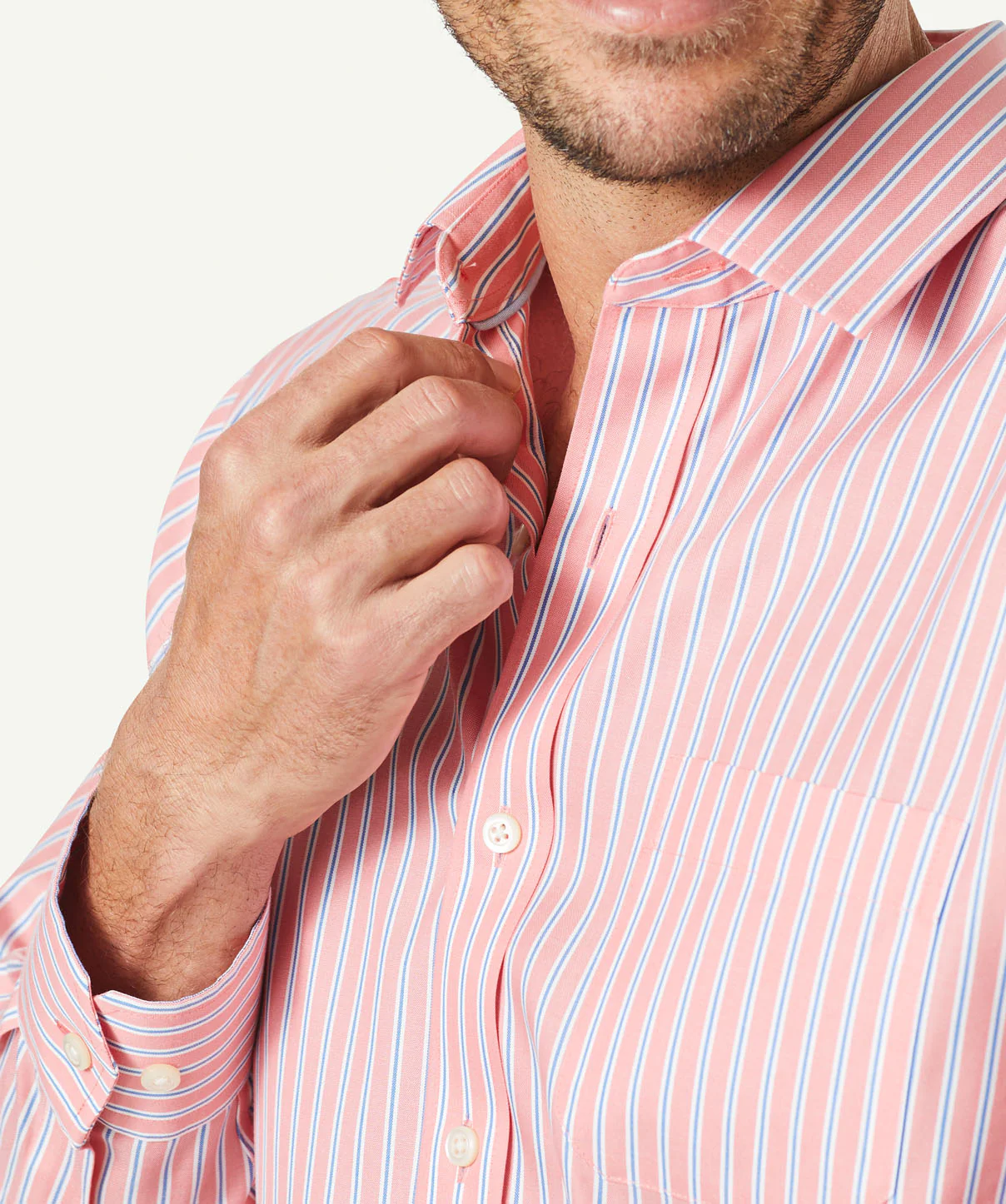 Non-Iron Oxford Stripe - Flamingo - Image 8