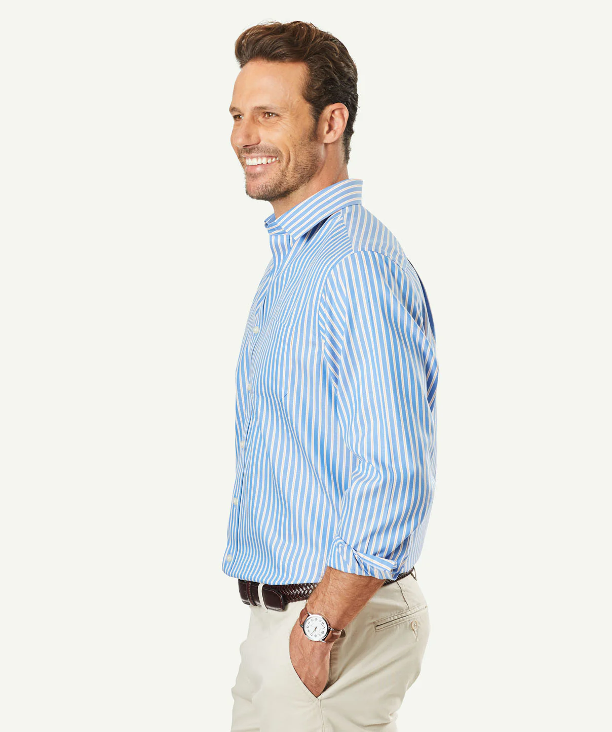 Non-Iron Oxford Stripe - Marine Blue - Image 5