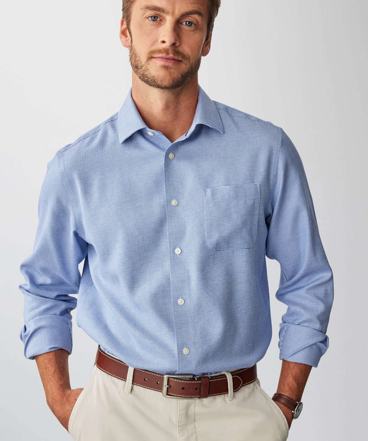Non-Iron Semi Plain Long Sleeve Shirt - Dark Blue - Image 4