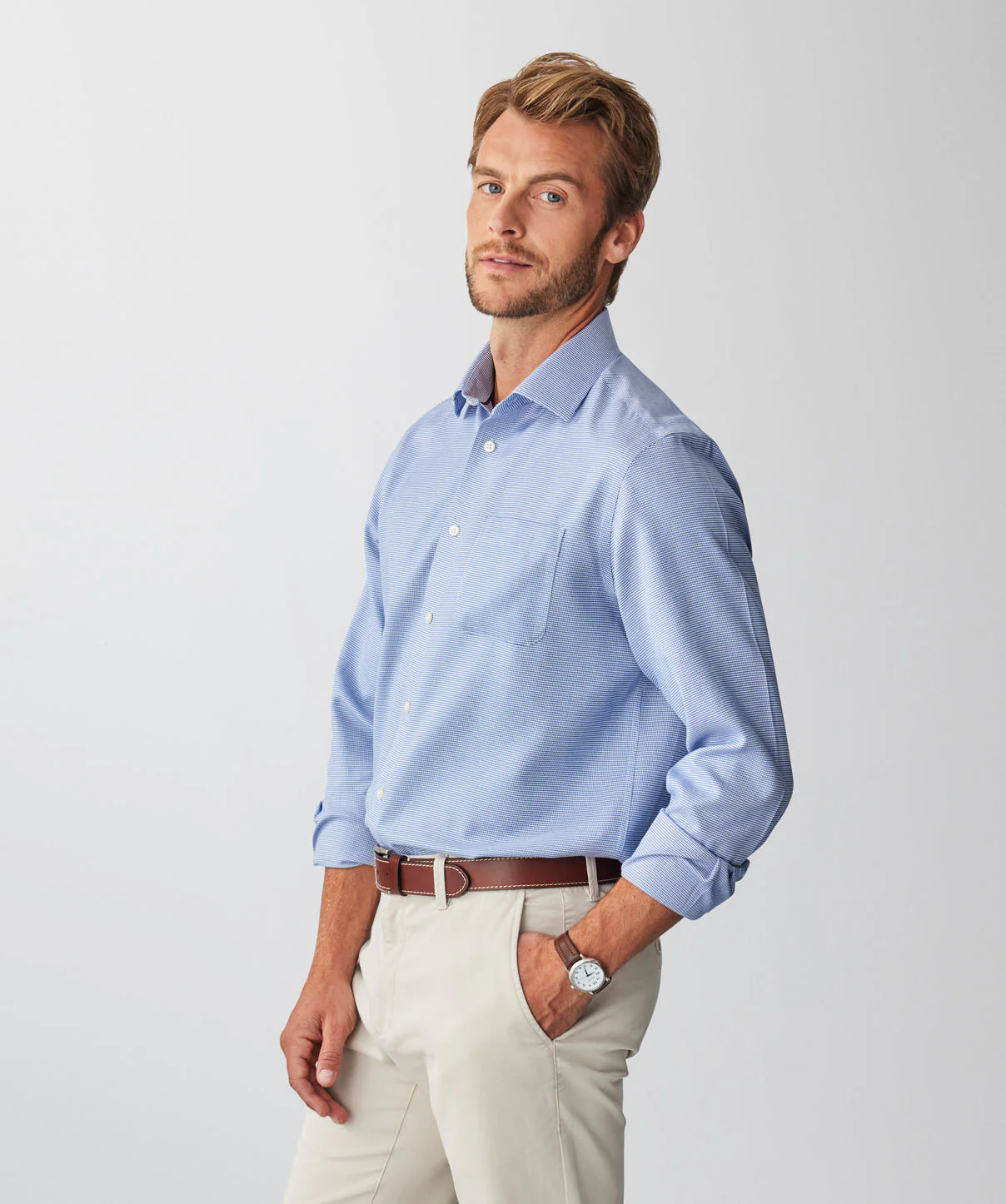 Non-Iron Semi Plain Long Sleeve Shirt - Dark Blue - Image 5