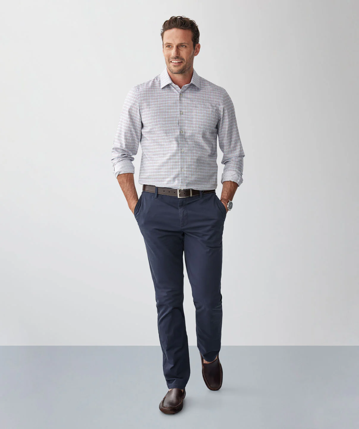 Non-Iron Twill Check Long Sleeve Shirt - Multi Check - Image 5