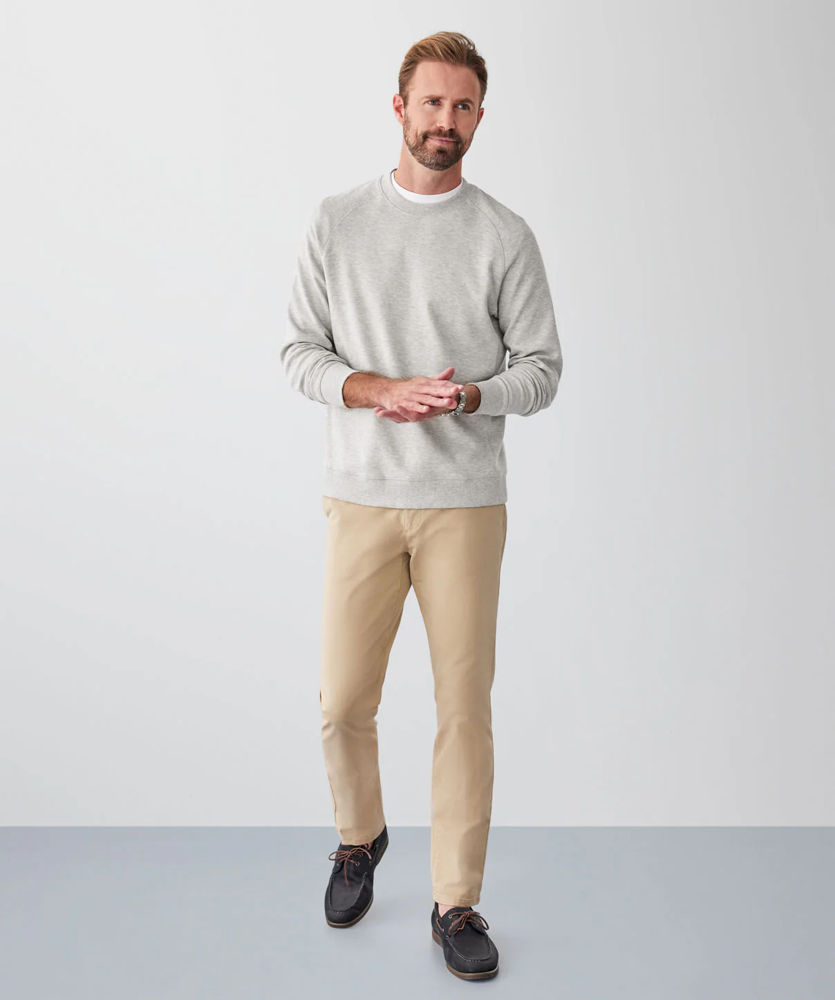 Pique Raglan Crew Jumper - Light Grey - Image 4