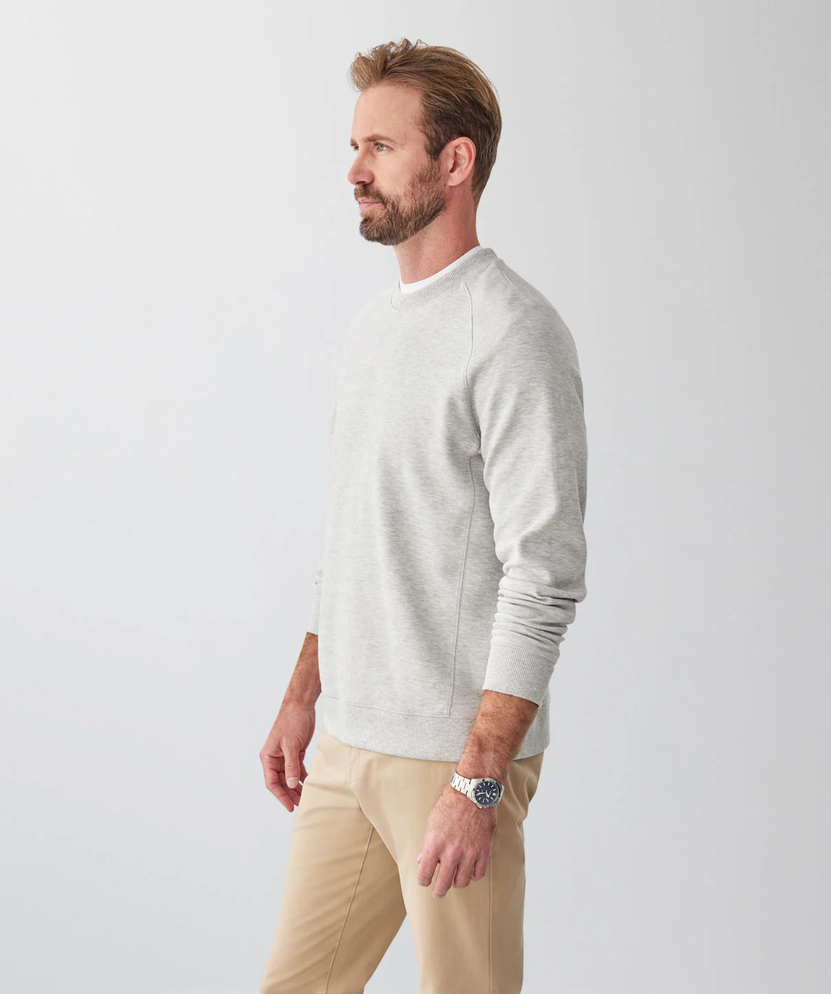 Pique Raglan Crew Jumper - Light Grey - Image 5